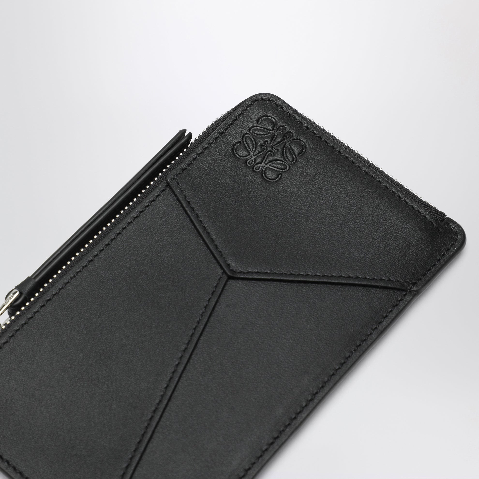 Black leather Puzzle coin purse with cardholder