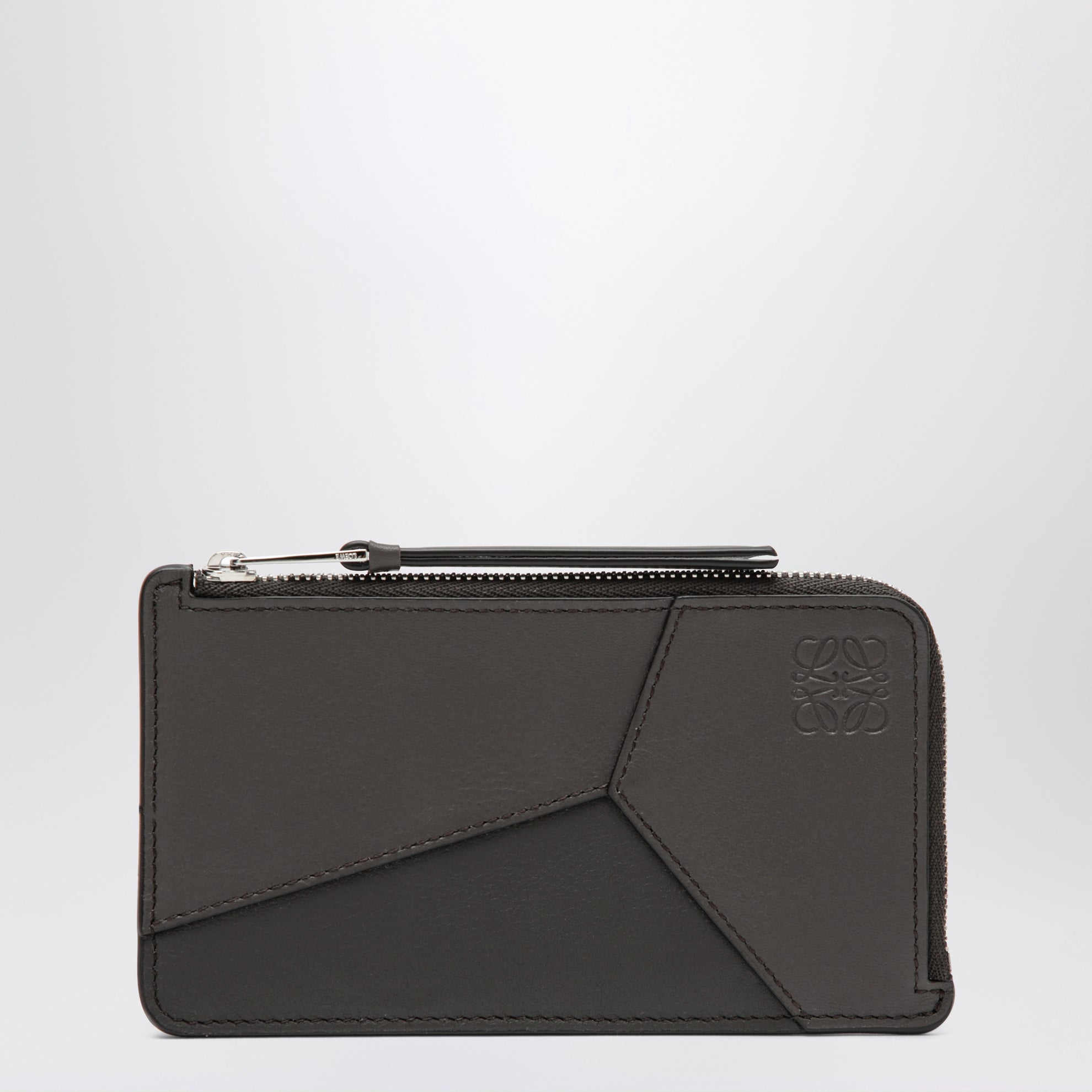 Portamonete con portacarte Puzzle grigio scuro in pelle