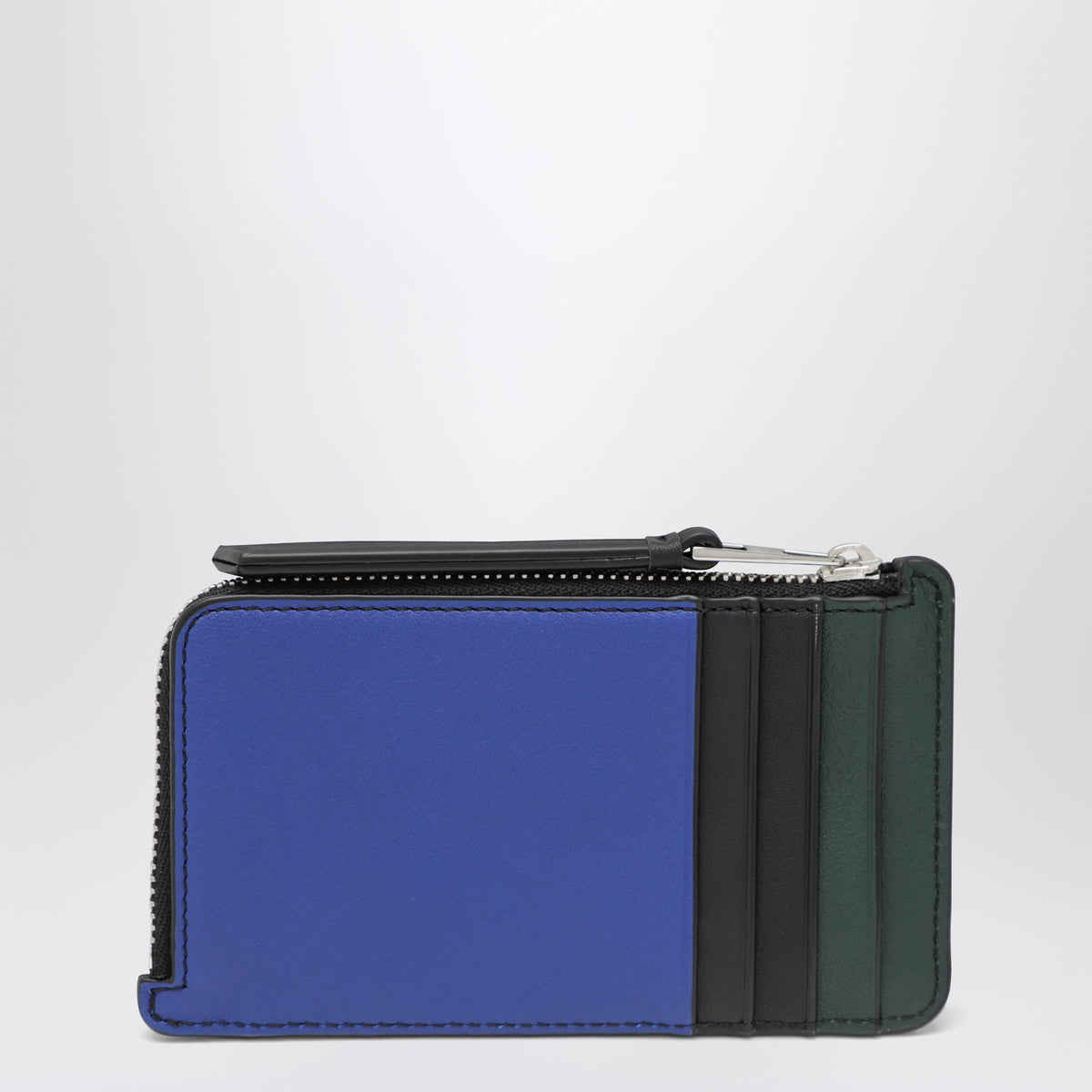 Puzzle black and blue calfskin cardholder and coin purse