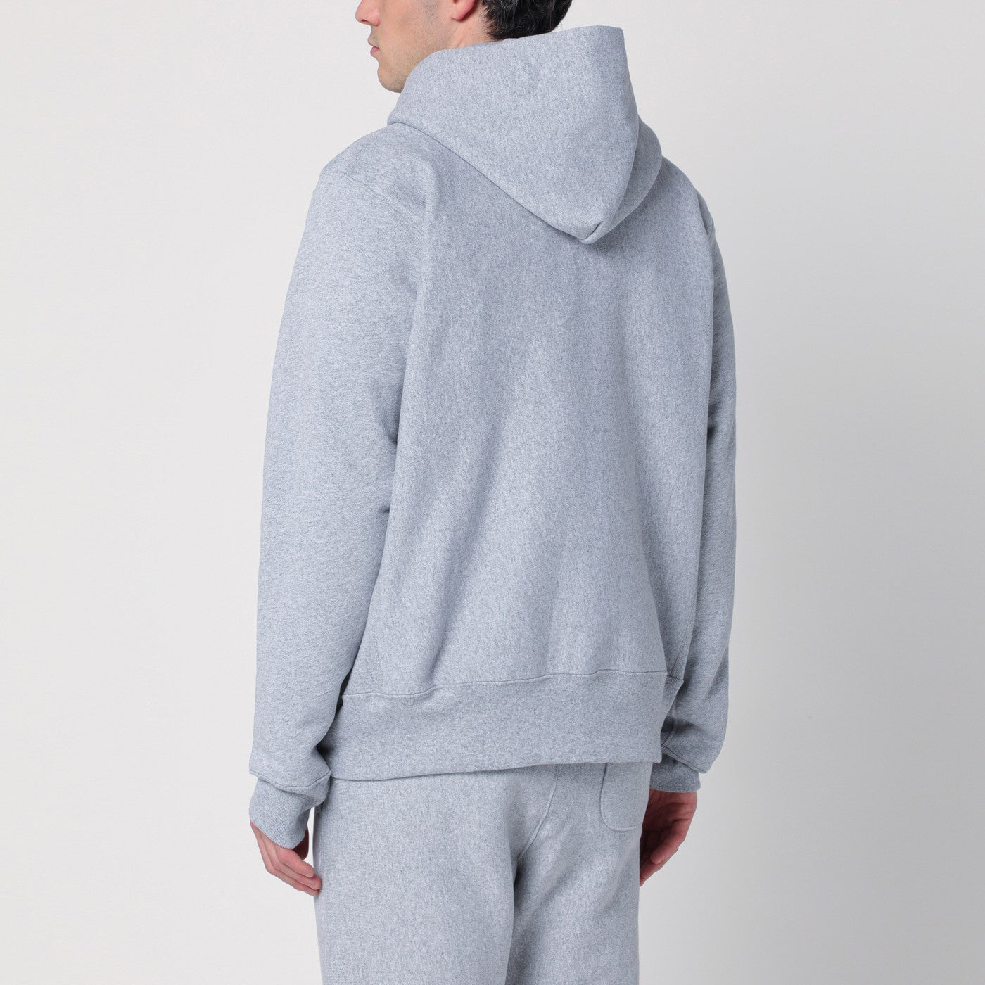 Felpa con cappuccio grigia chiara in cotone