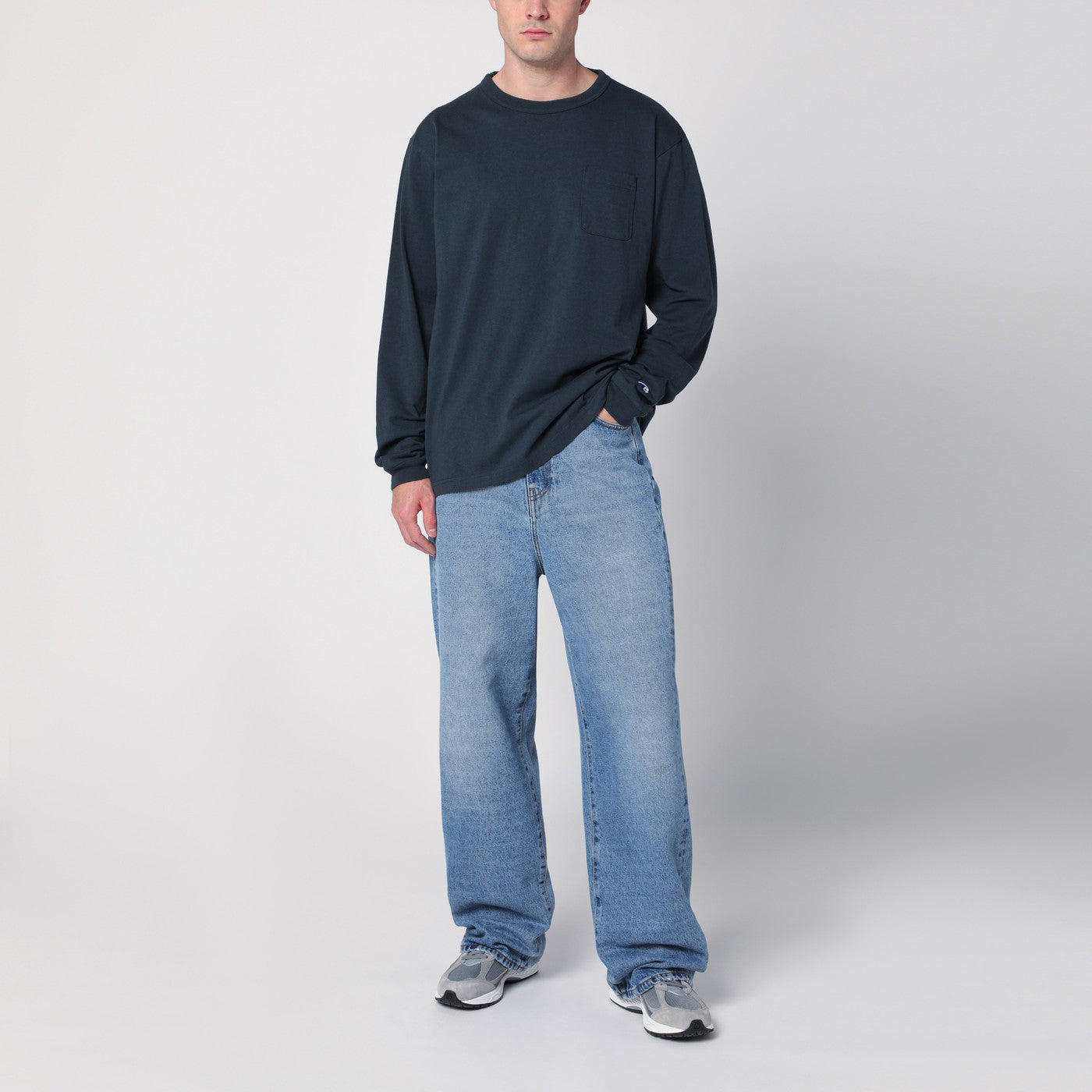 T-shirt a manica lunga blu navy