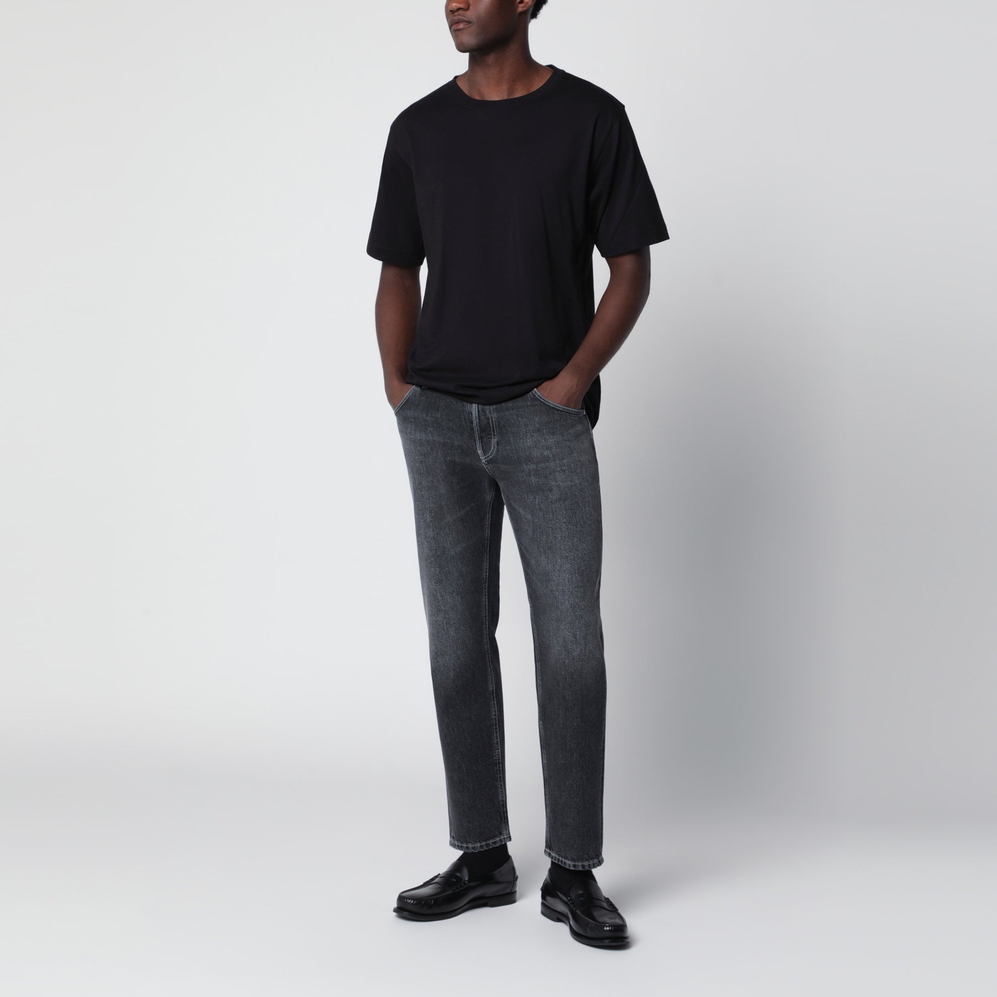 Washed dark grey jeans