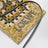 Pearl grey/mustard raffia and leather drawstring pouch