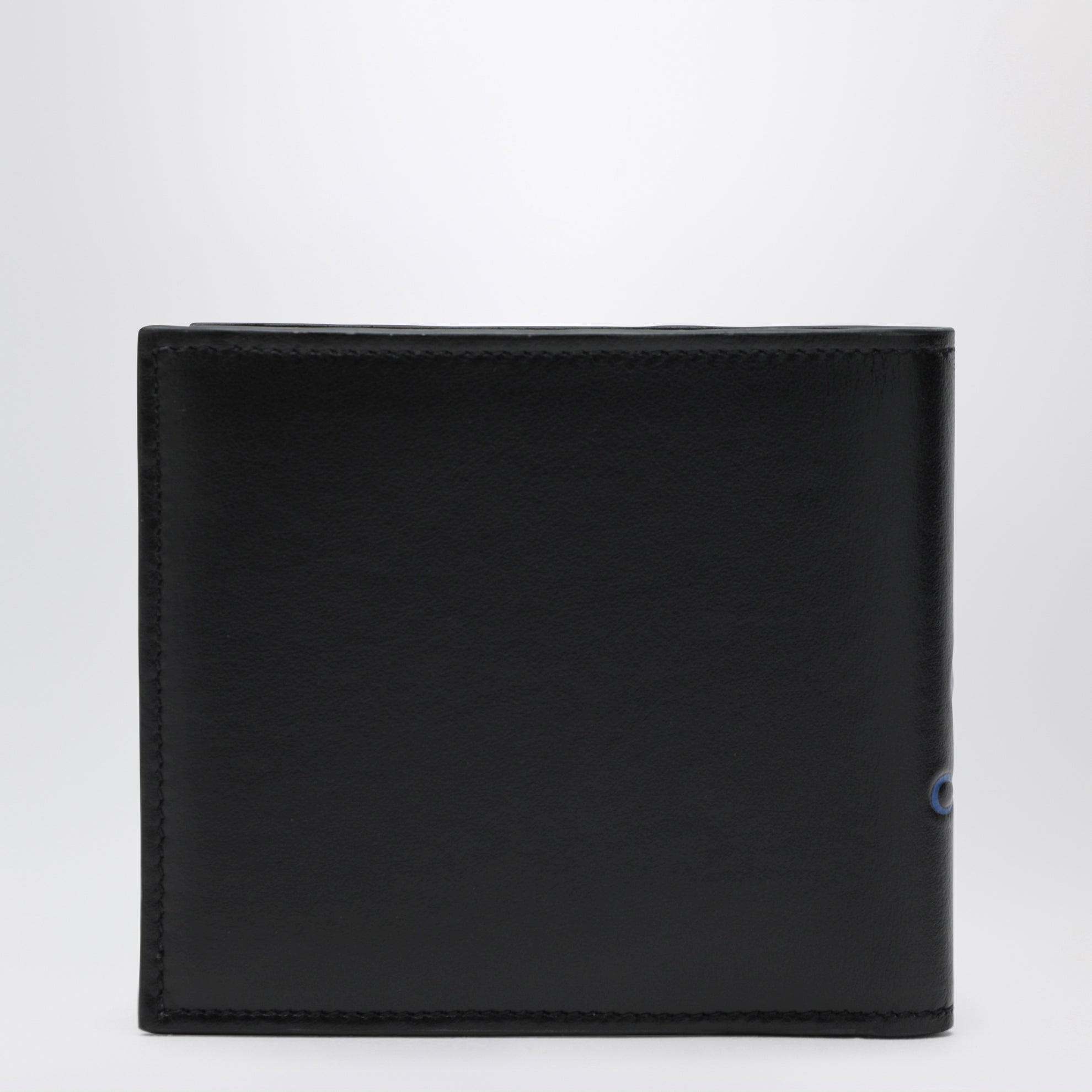 Black Leather Bi-Fold Wallet with Logo