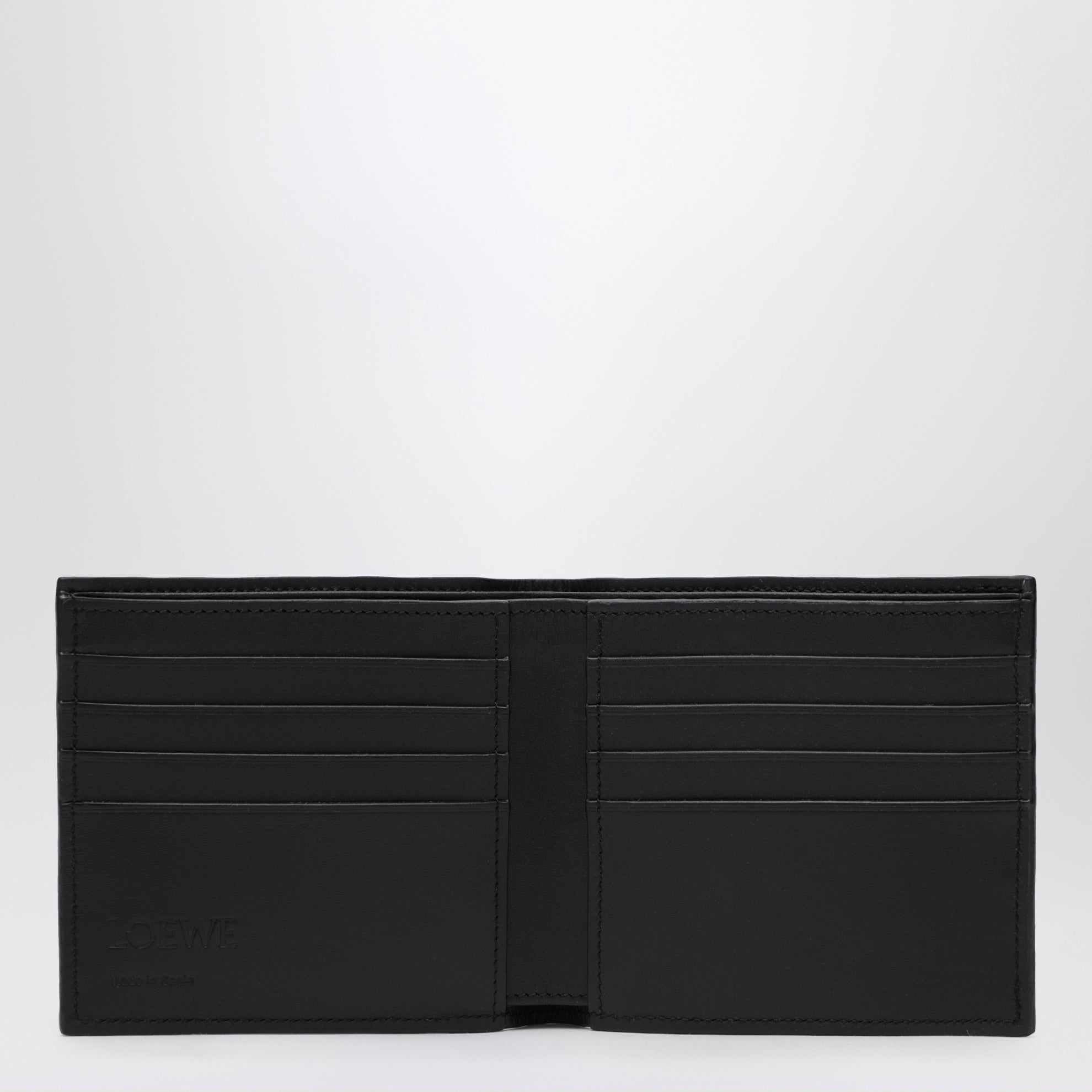Black Leather Bi-Fold Wallet with Logo