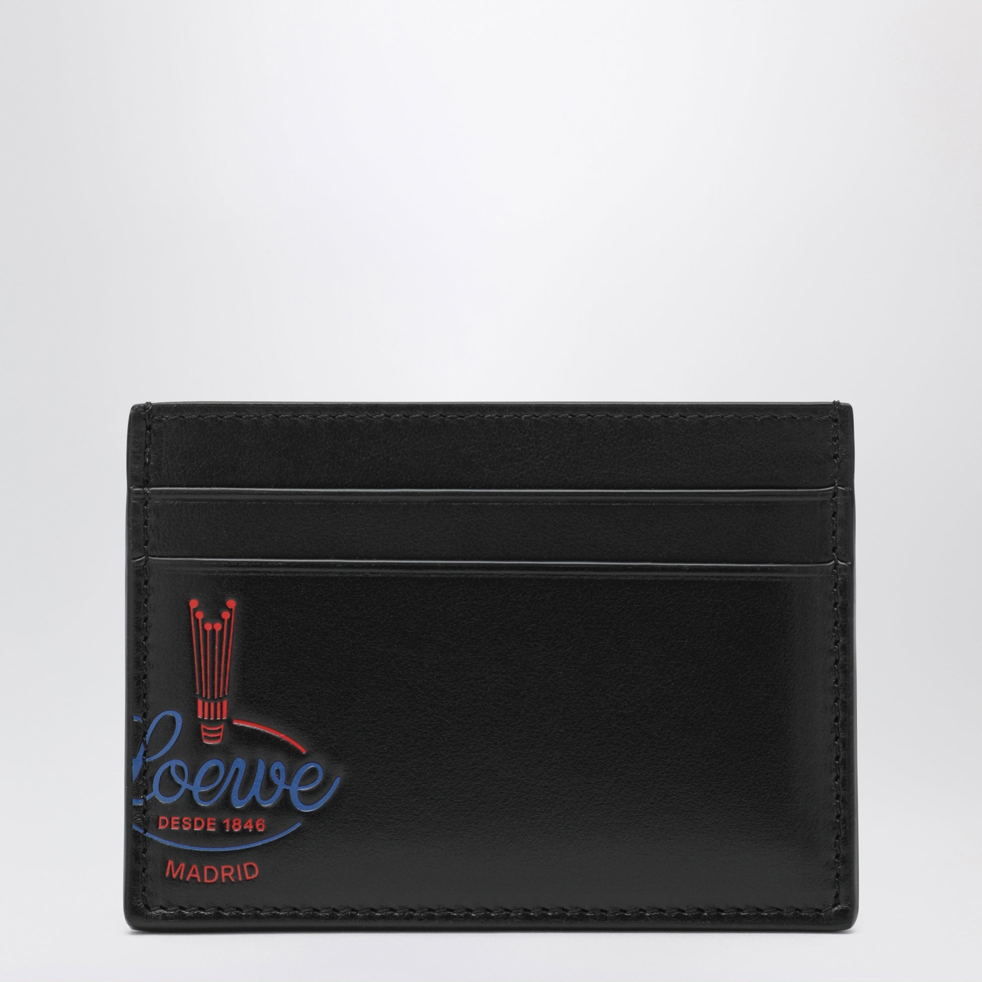 Card holder in black glossy calf leather