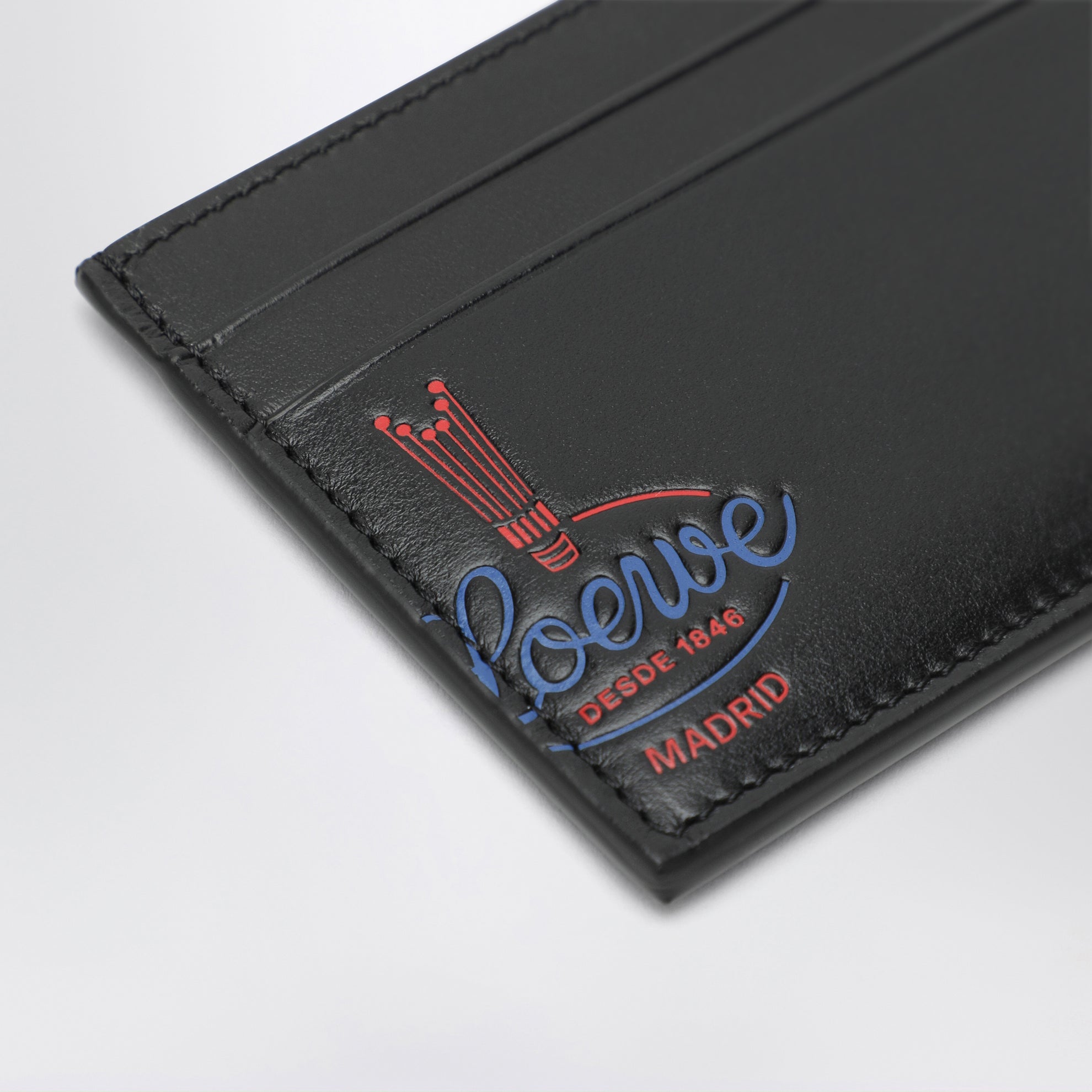 Card holder in black glossy calf leather