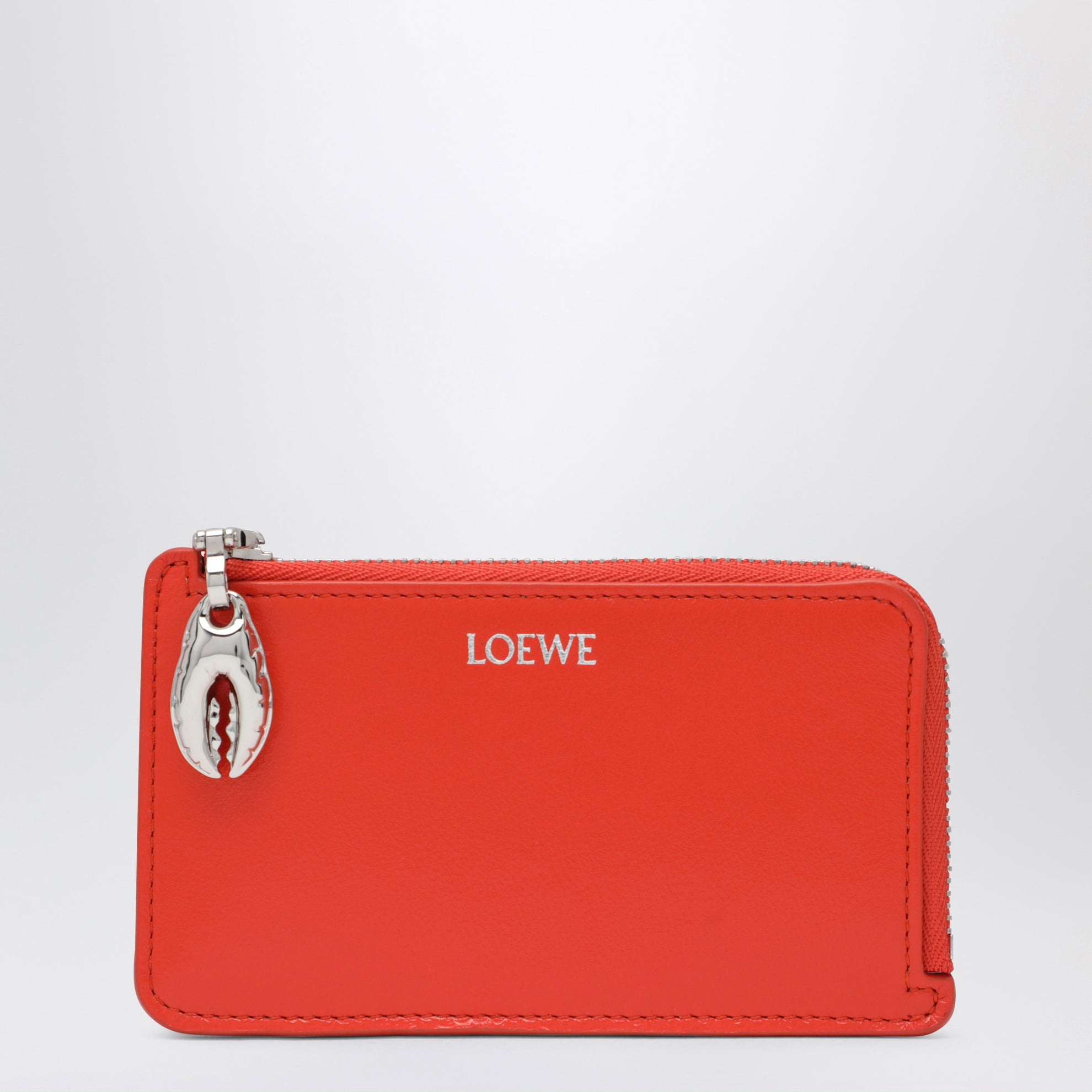 Portacarte Claw arancione in pelle di agnello