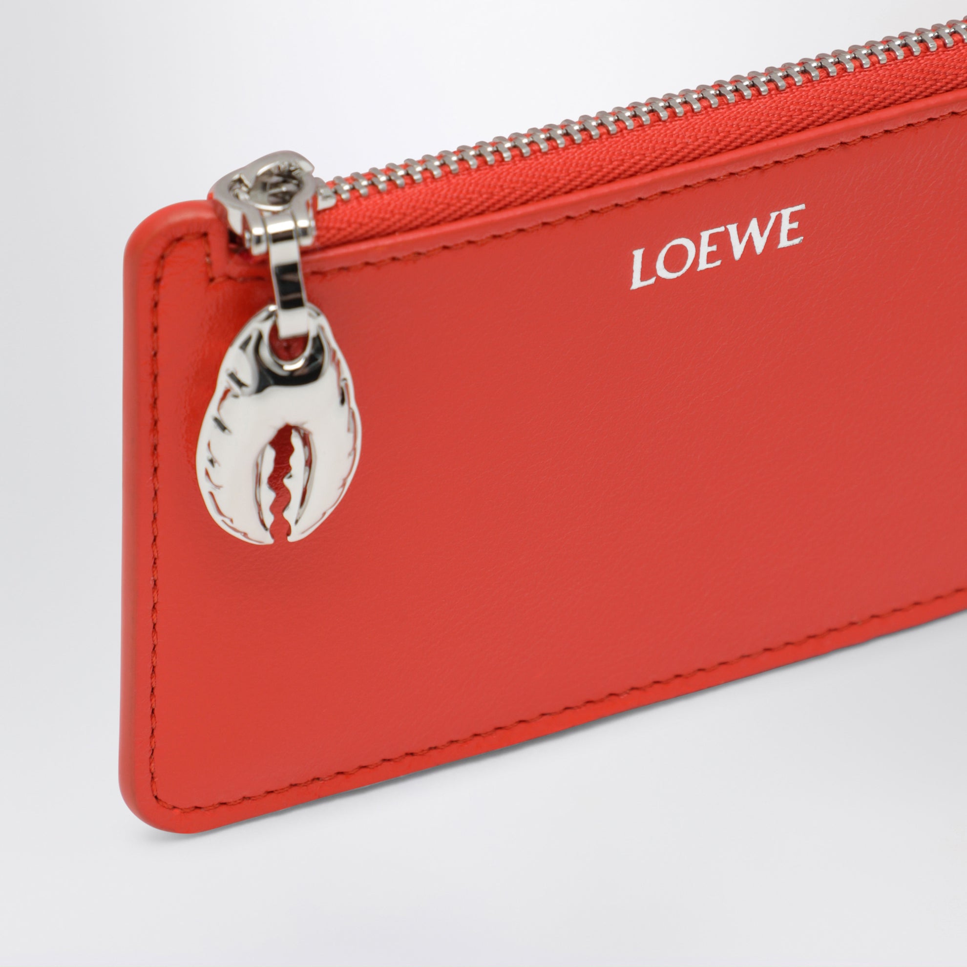 Portacarte Claw arancione in pelle di agnello
