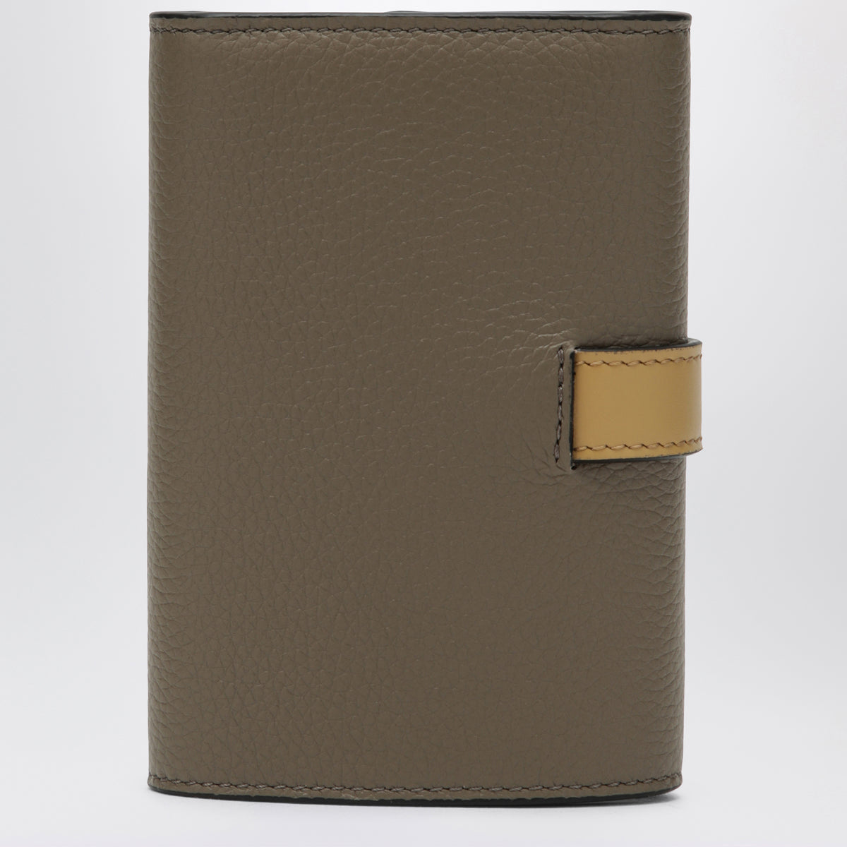 Small vertical taupe calfskin wallet