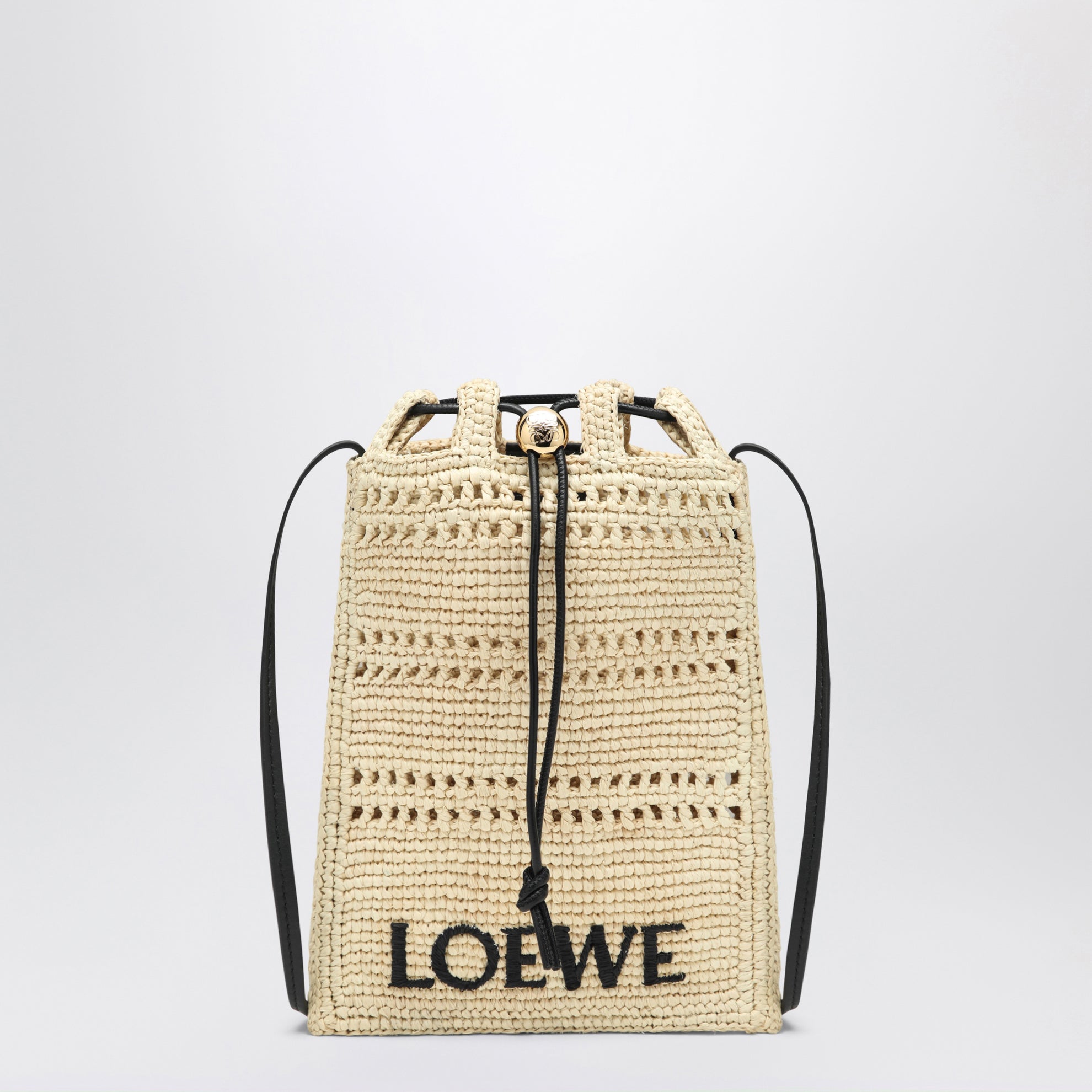 Raffia-Beutel mit Kordelzug