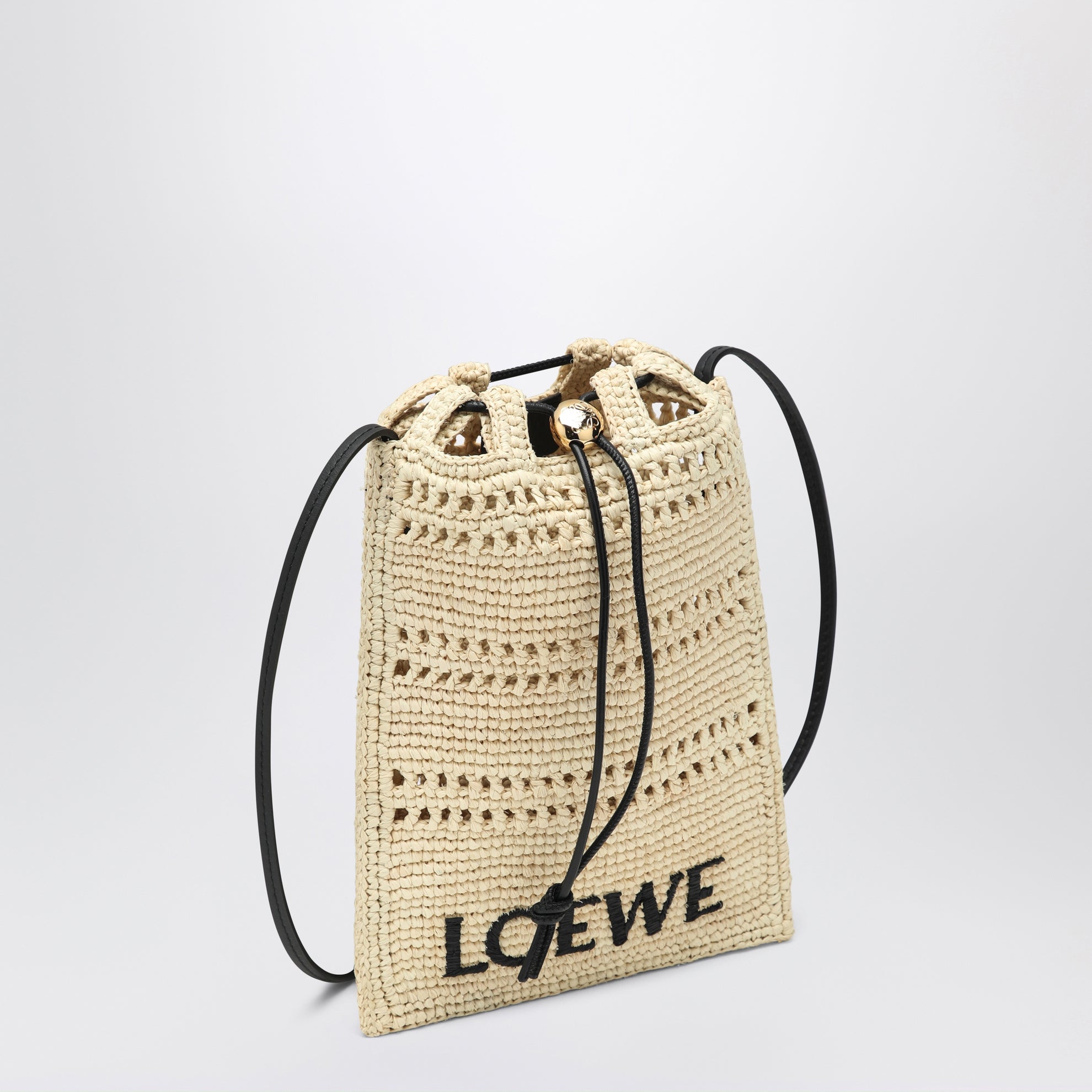 Raffia-Beutel mit Kordelzug