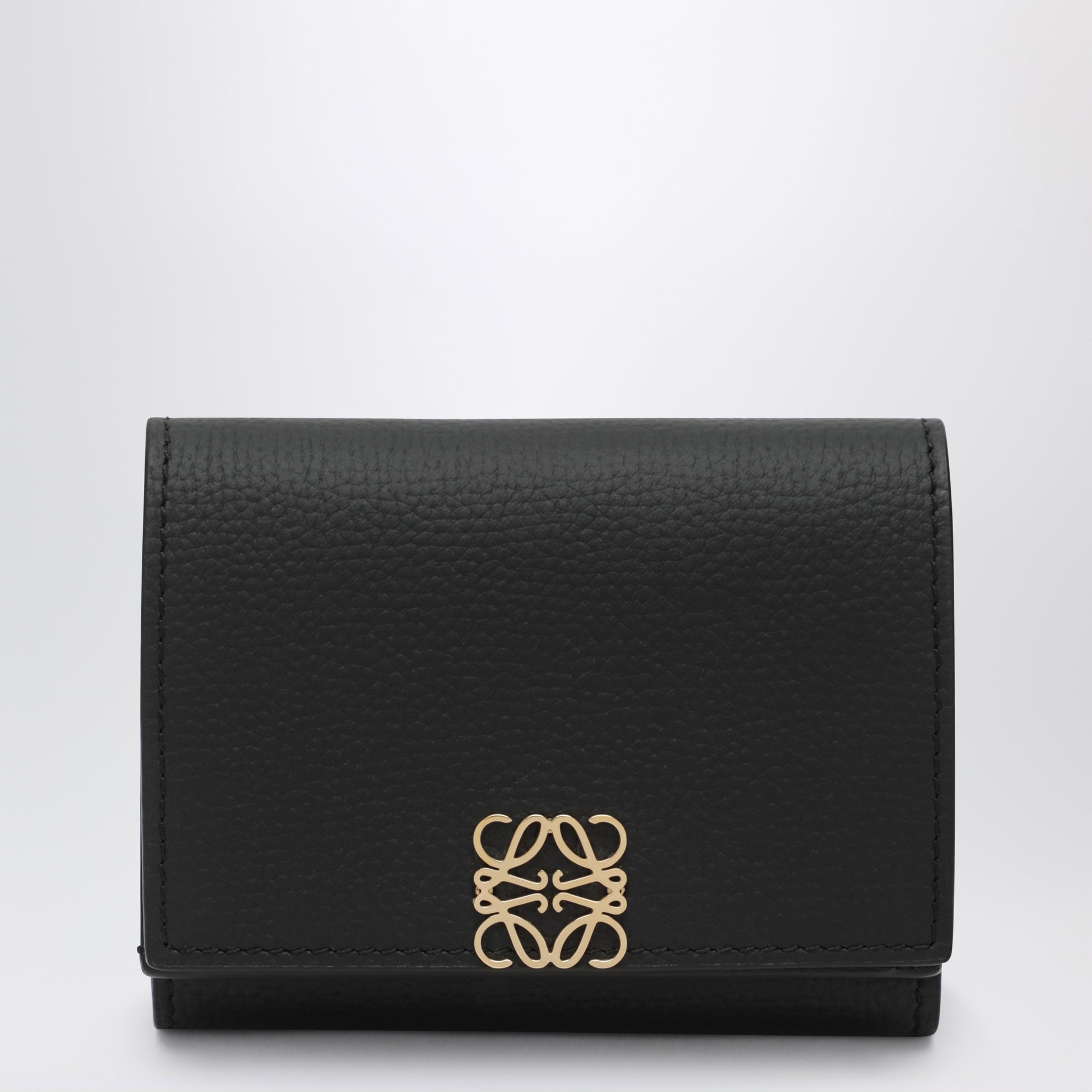 Portefeuille trifold Anagram noir en cuir