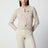 Beige wool zip-up cardigan