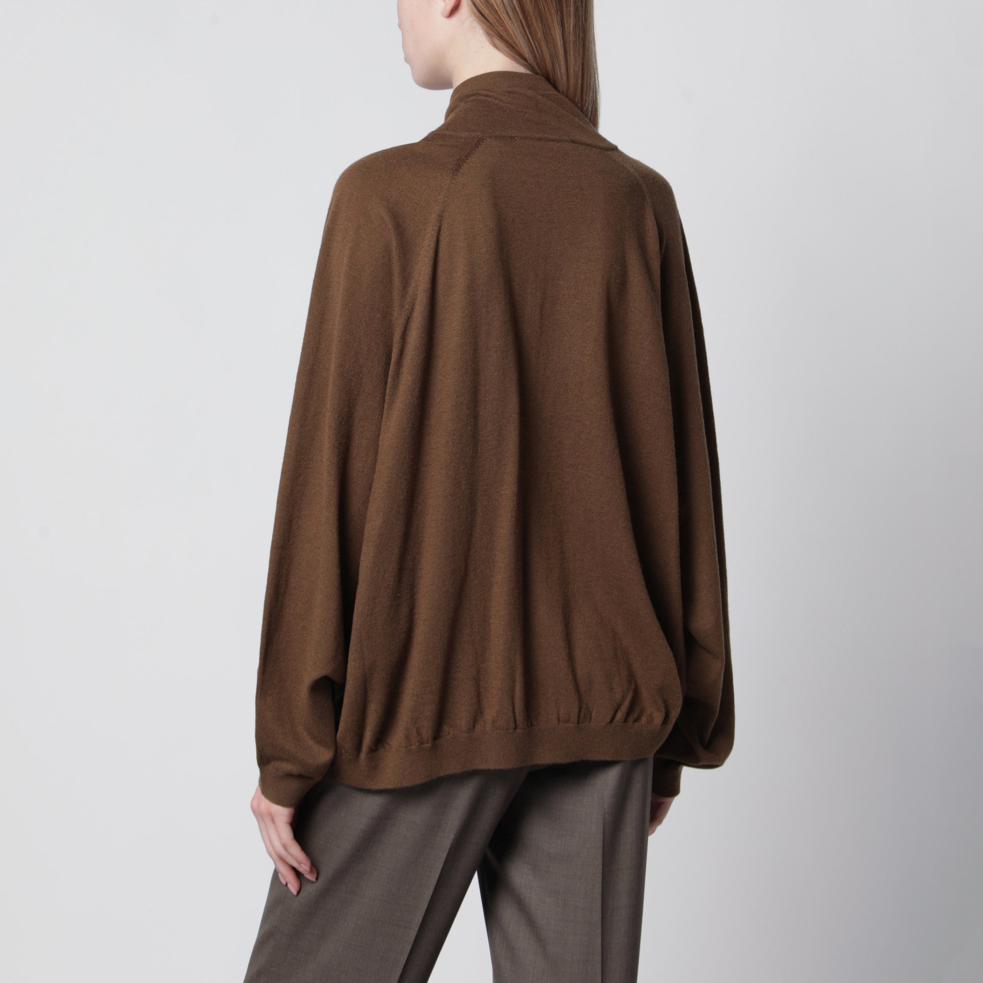 Baxe knit sports jacket in wool blend brown