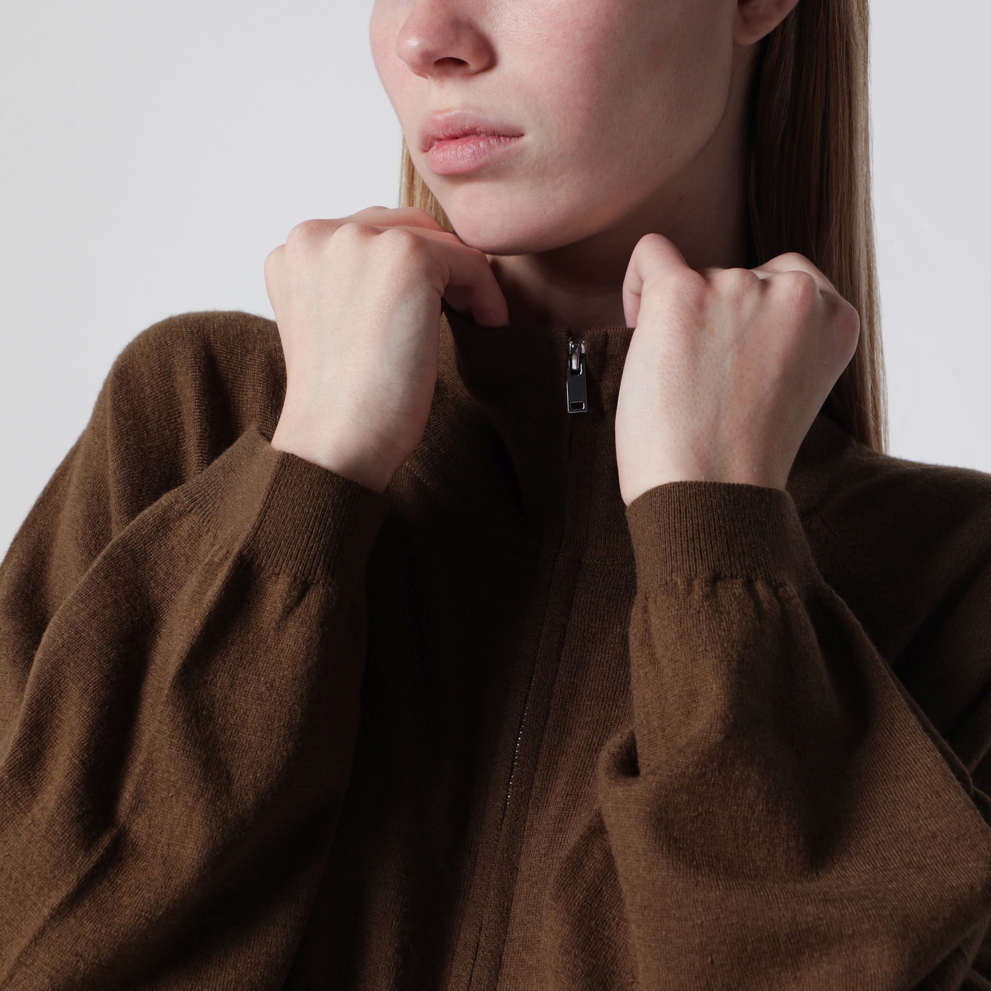 Baxe knit sports jacket in wool blend brown