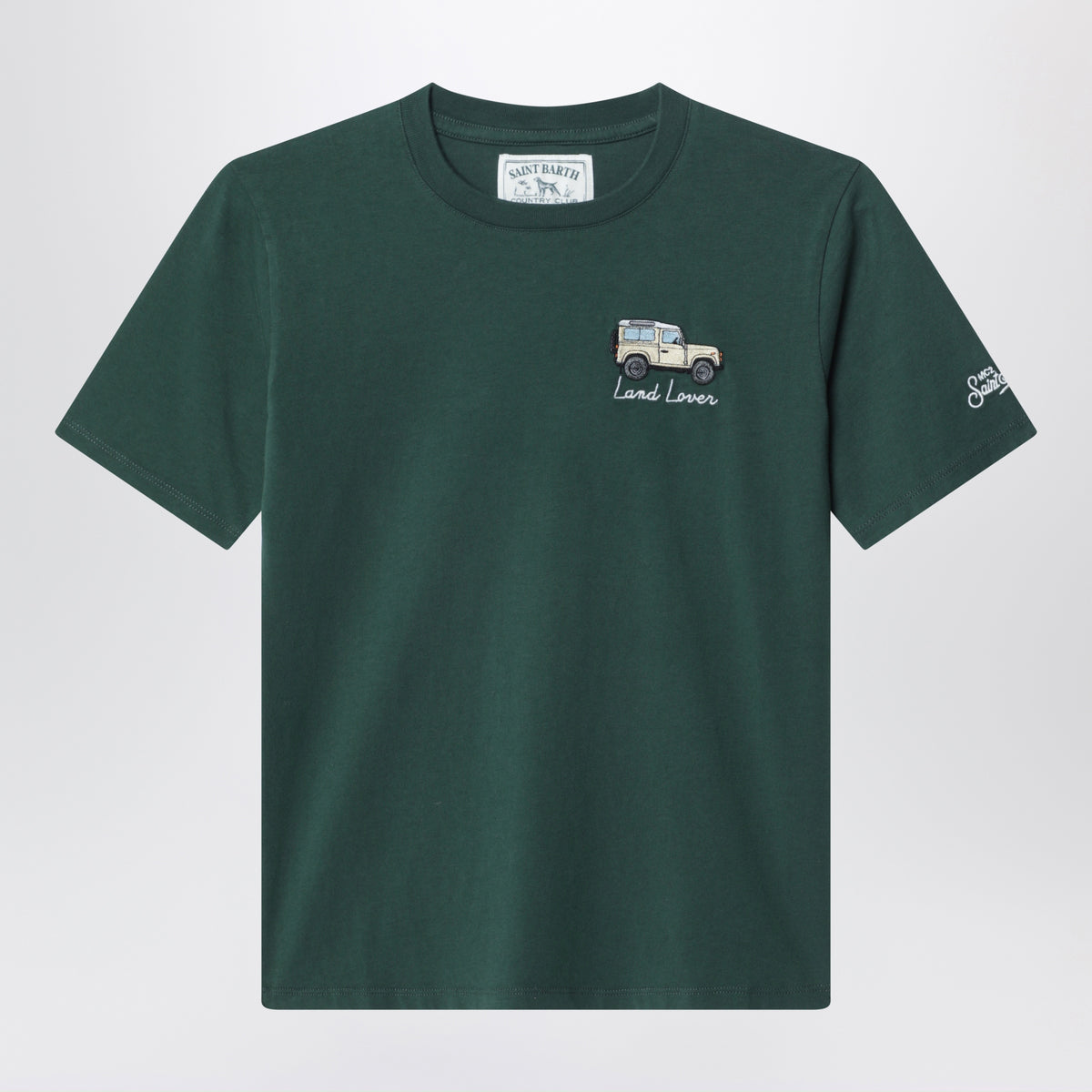 Dark green cotton T-shirt with Land Lover embroidery