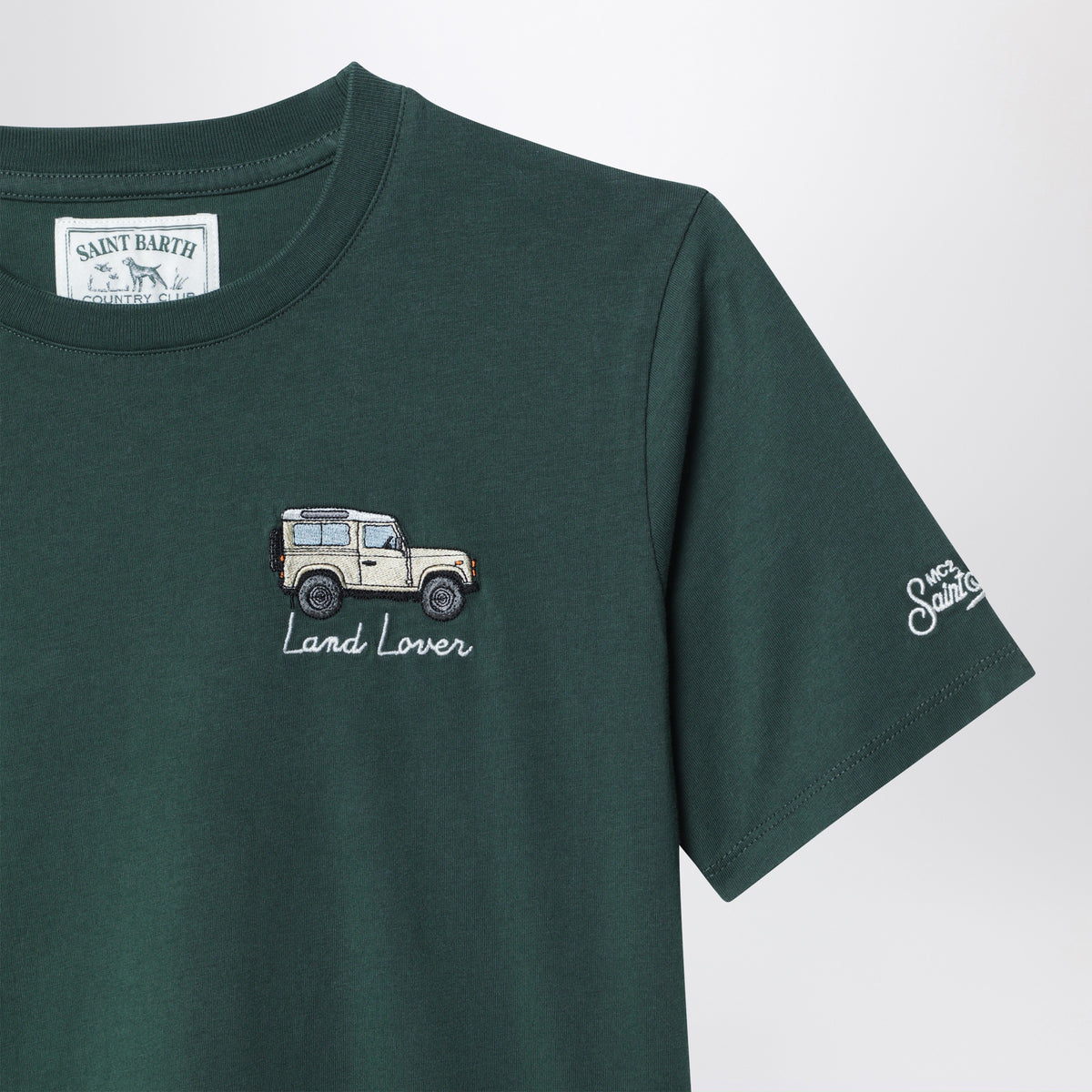 Dark green cotton T-shirt with Land Lover embroidery