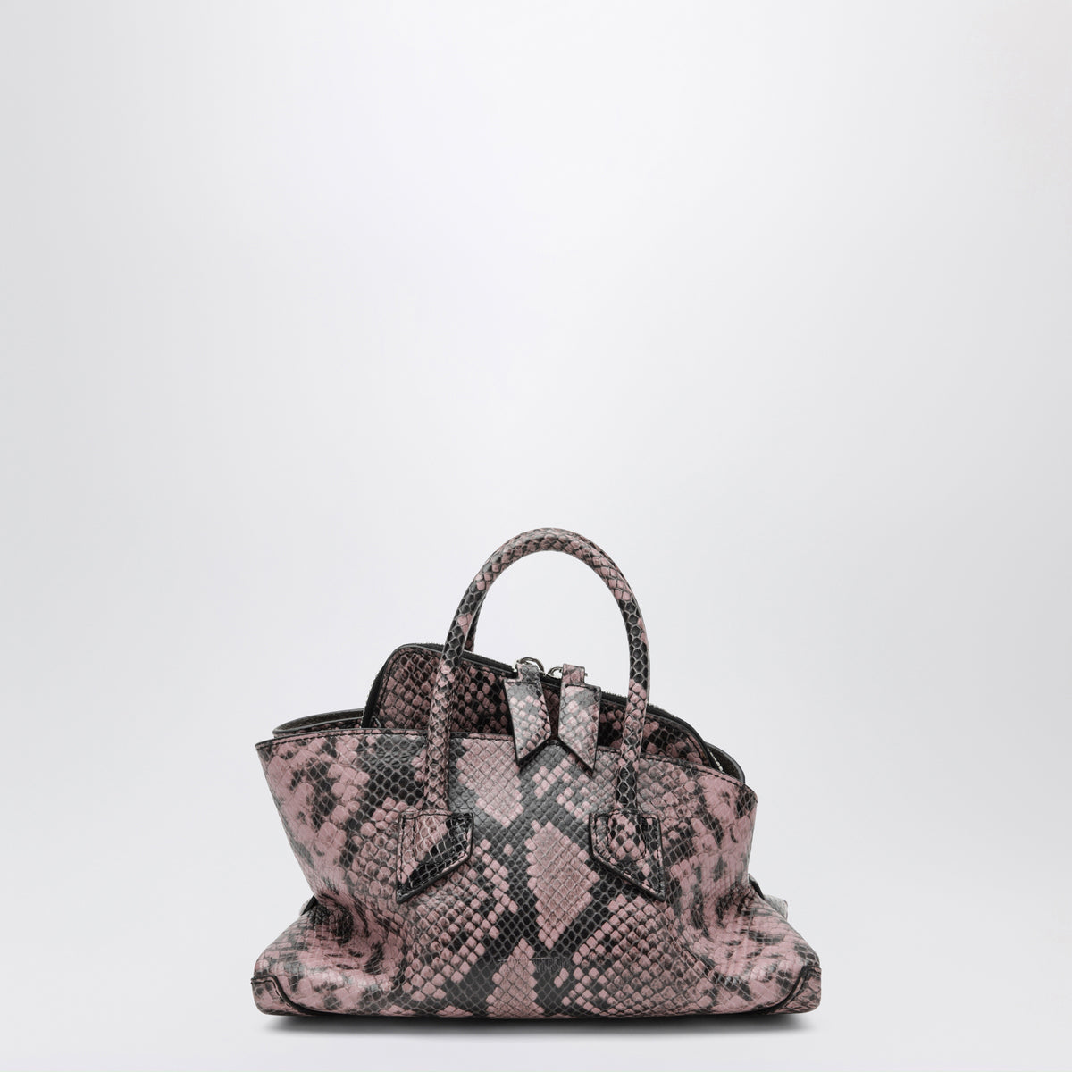Black and mauve La Passeggiata Mini handbag in python-effect leather