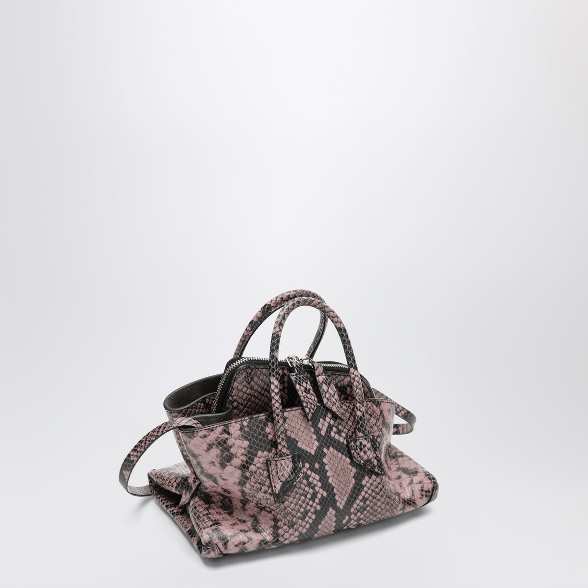 Black and mauve La Passeggiata Mini handbag in python-effect leather