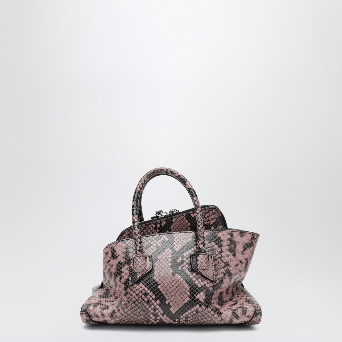 Black and mauve La Passeggiata Mini handbag in python-effect leather