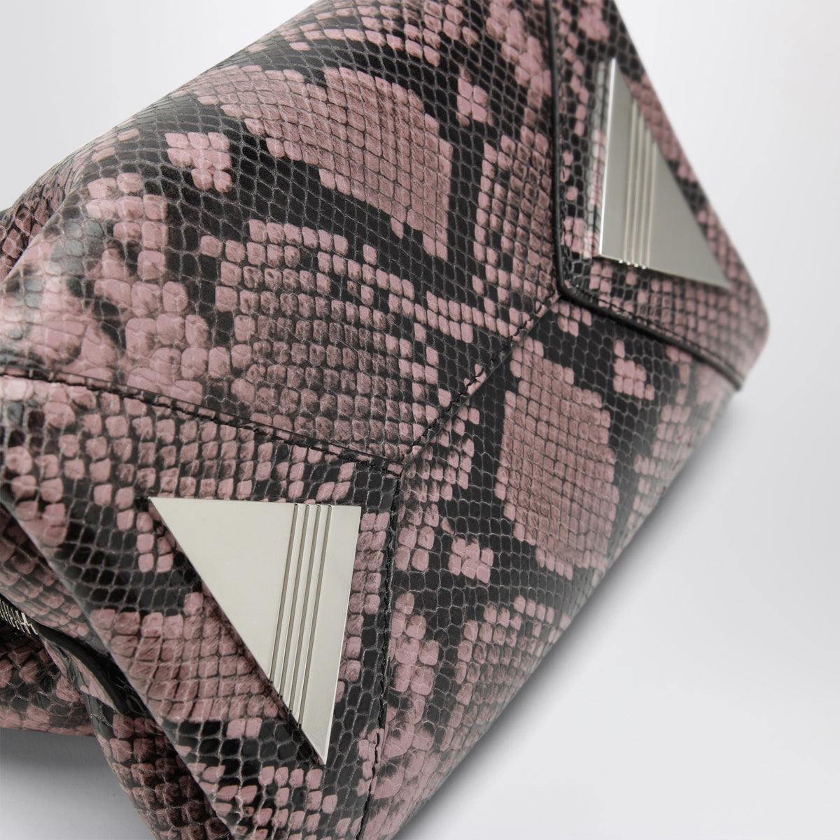 Black and mauve La Passeggiata Mini handbag in python-effect leather