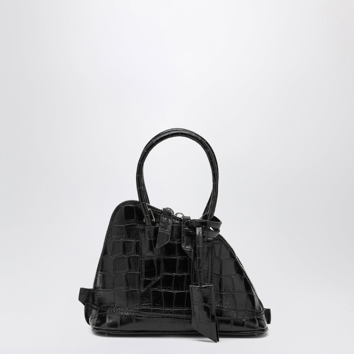 Black Sant Ambroeus mini bag with crocodile effect