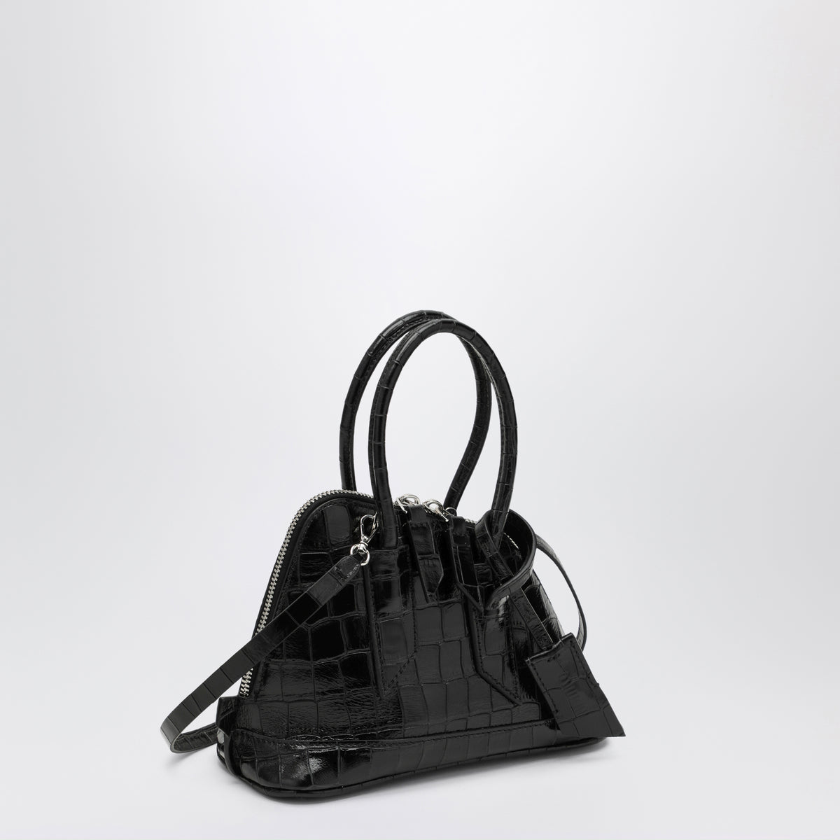 Black Sant Ambroeus mini bag with crocodile effect