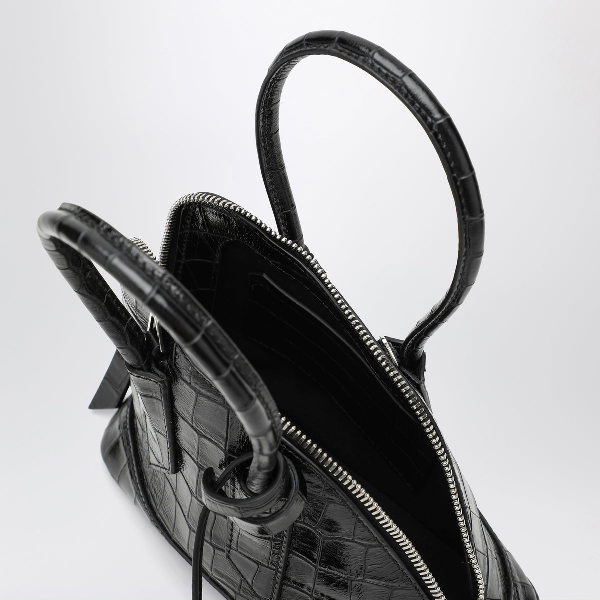 Black Sant Ambroeus mini bag with crocodile effect