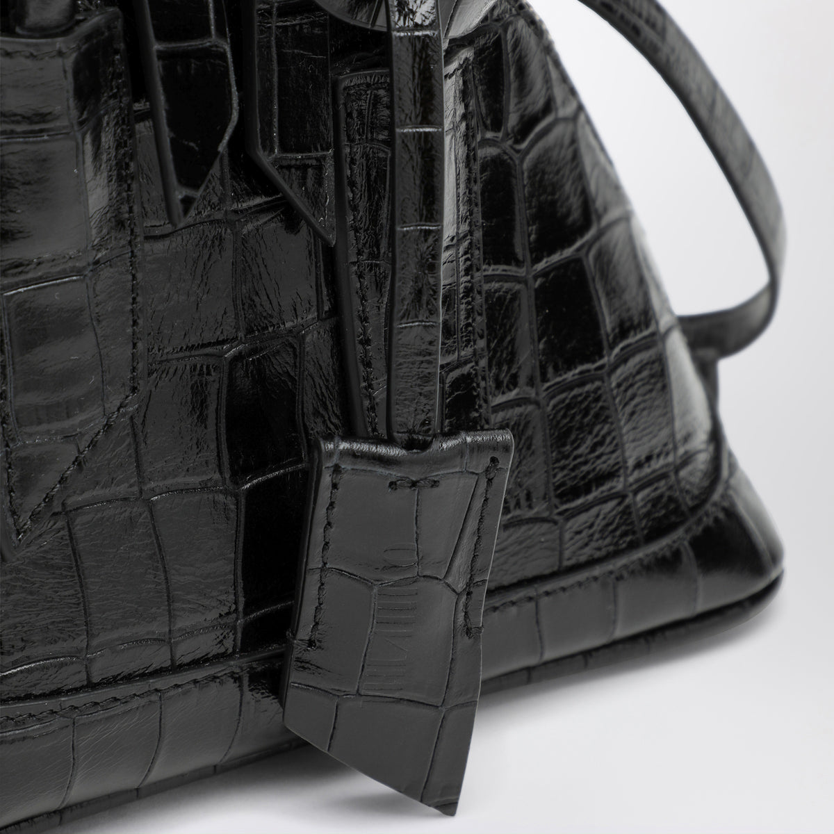 Black Sant Ambroeus mini bag with crocodile effect