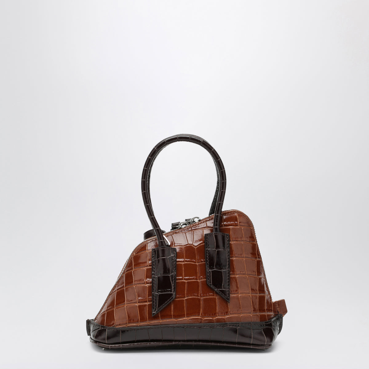 Borsa Sant Ambroeus mini marrone e nera effetto coccodrillo