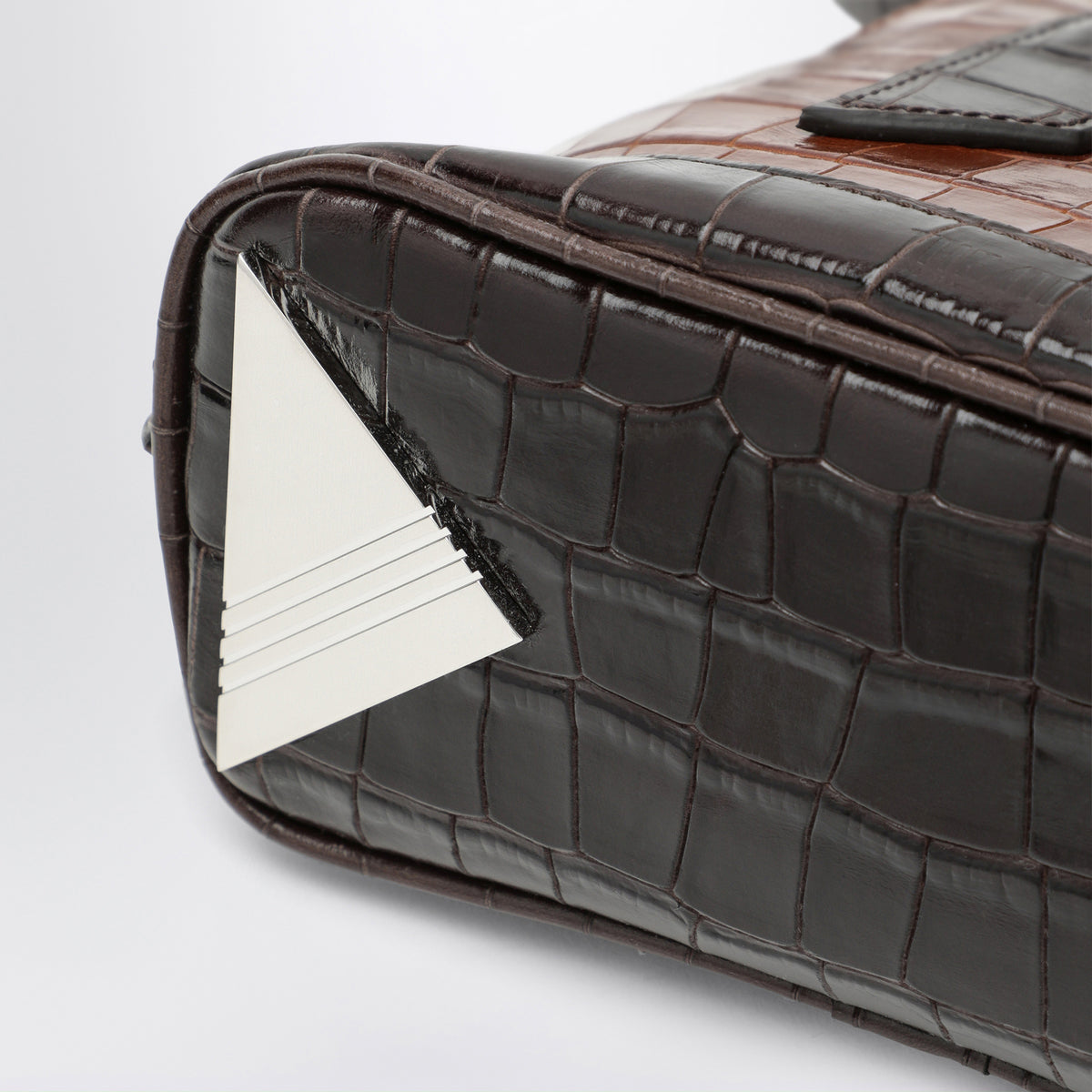 Borsa Sant Ambroeus mini marrone e nera effetto coccodrillo