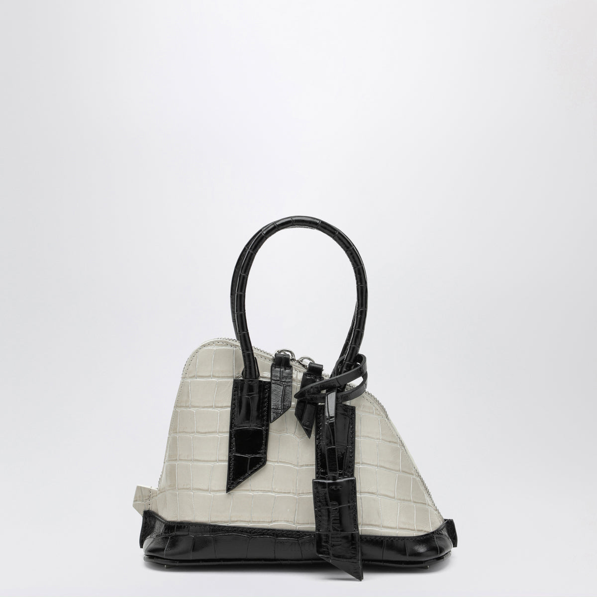 Borsa Sant Ambroeus mini beige e nera effetto coccodrillo