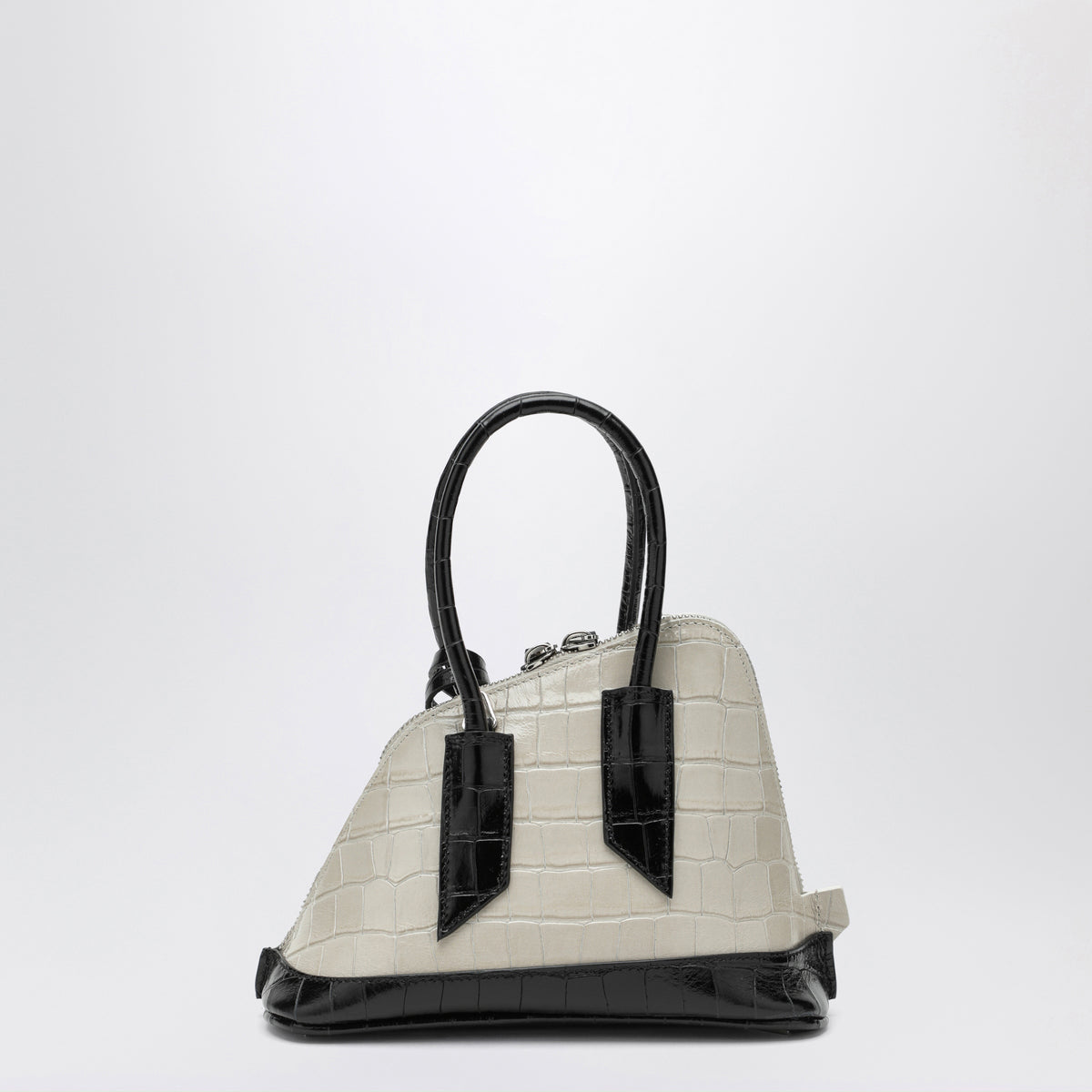 Borsa Sant Ambroeus mini beige e nera effetto coccodrillo