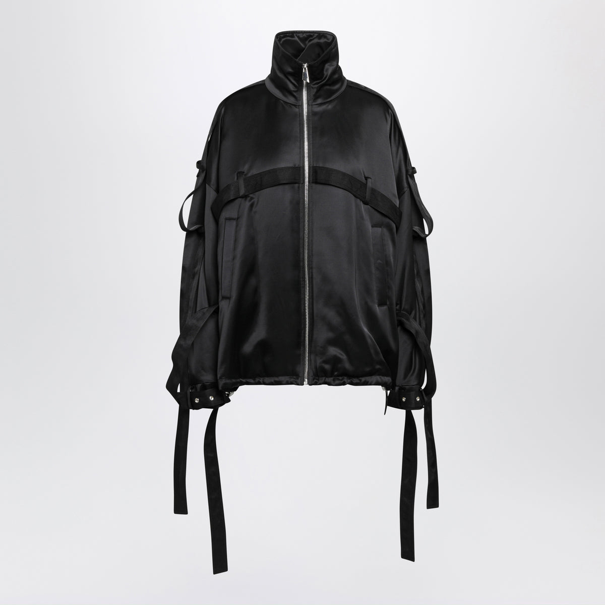 Bomber déstructuré noir en satin