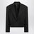 Black cropped blazer in wool-blend gabardine