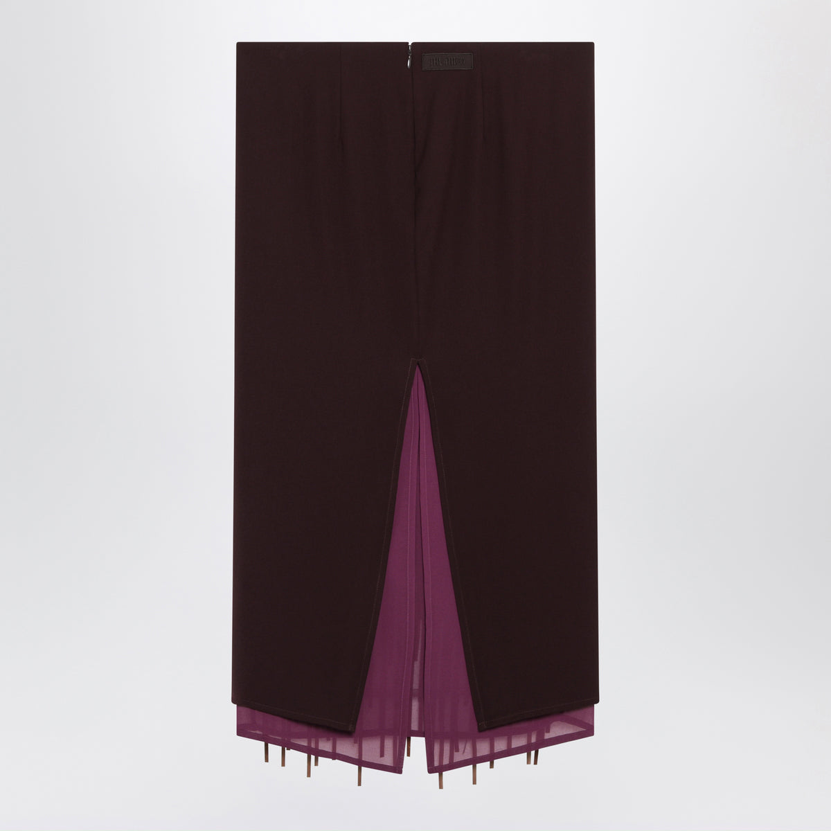 Brown fringed midi skirt