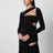 Black draped cut-out midi dress