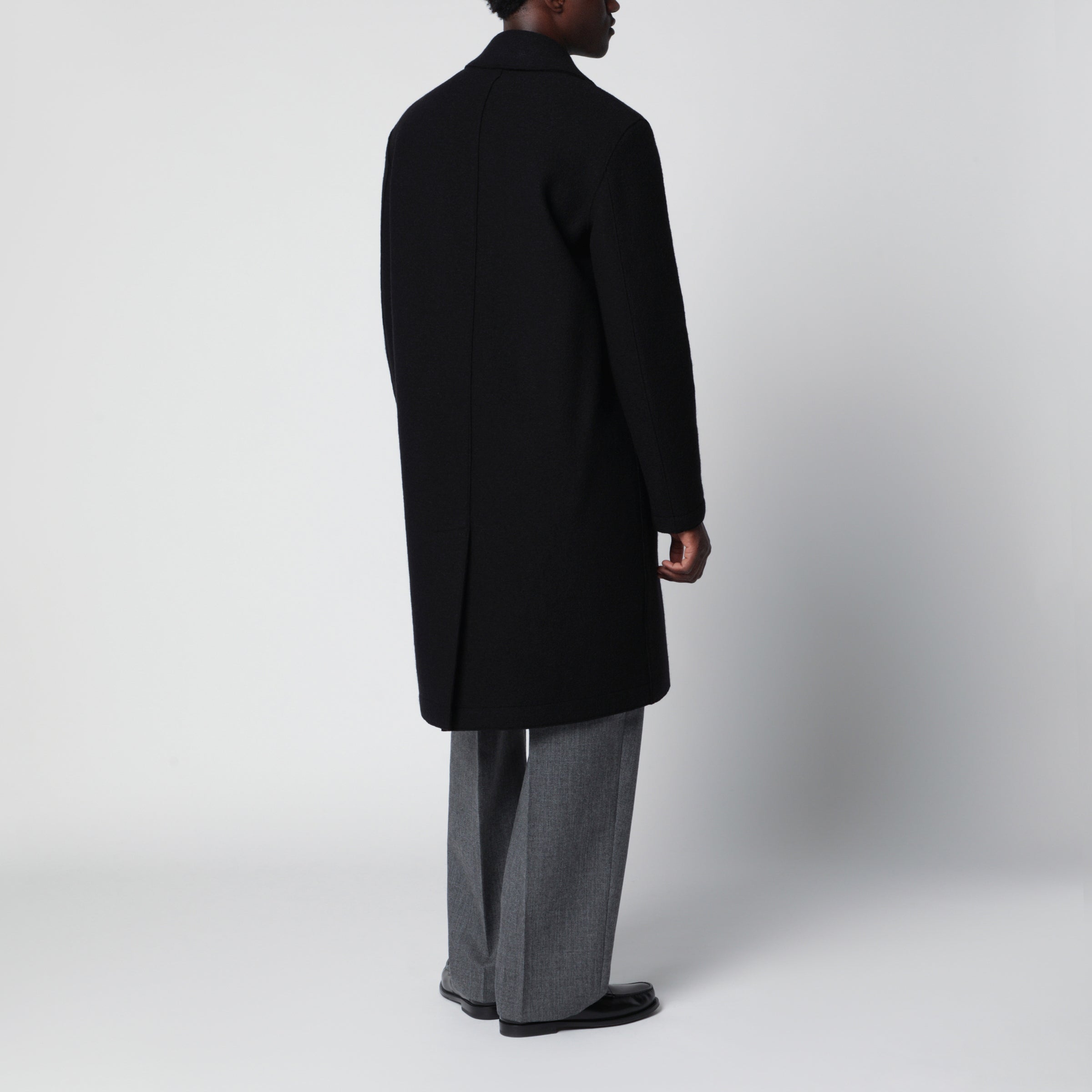 Harris Wharf London Black double-breasted wool coat | TheDoubleF
