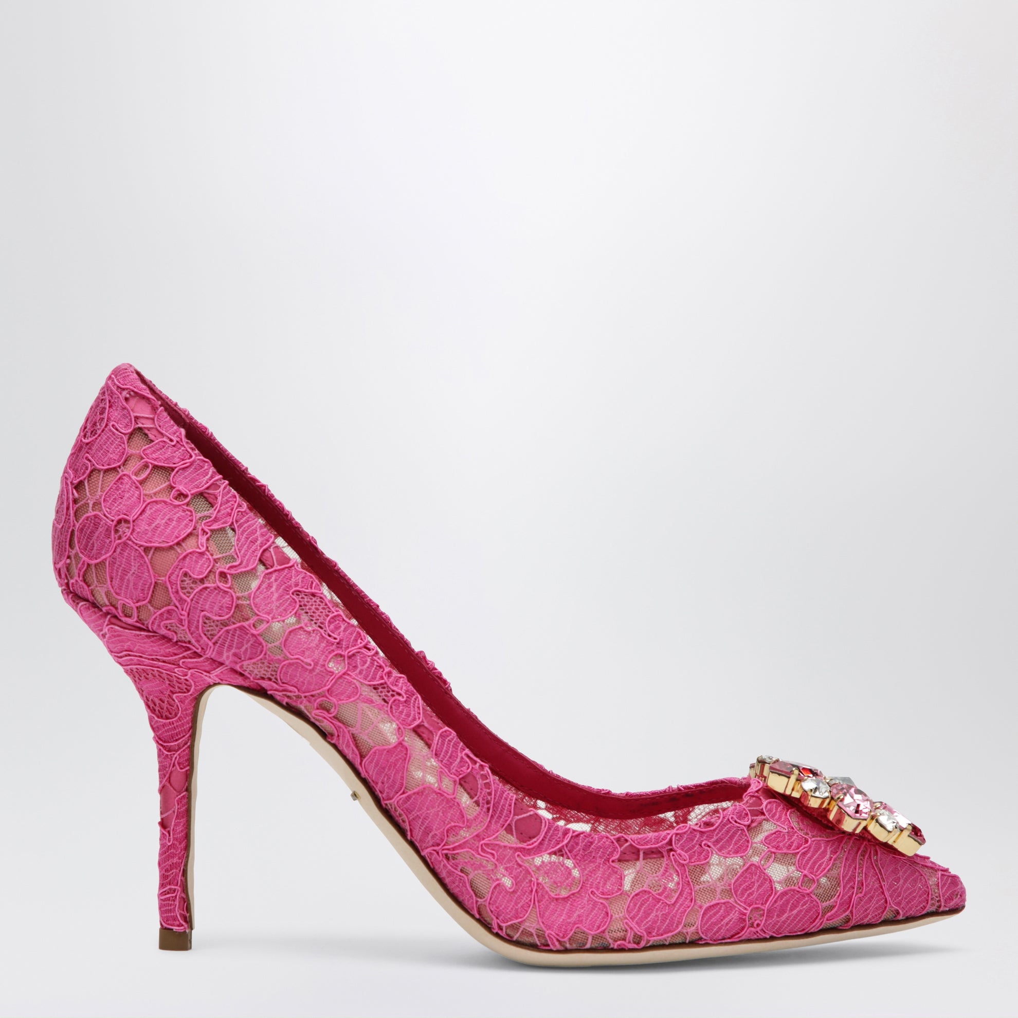 Escarpins Bellucci à cristaux en dentelle Taormina fuchsia