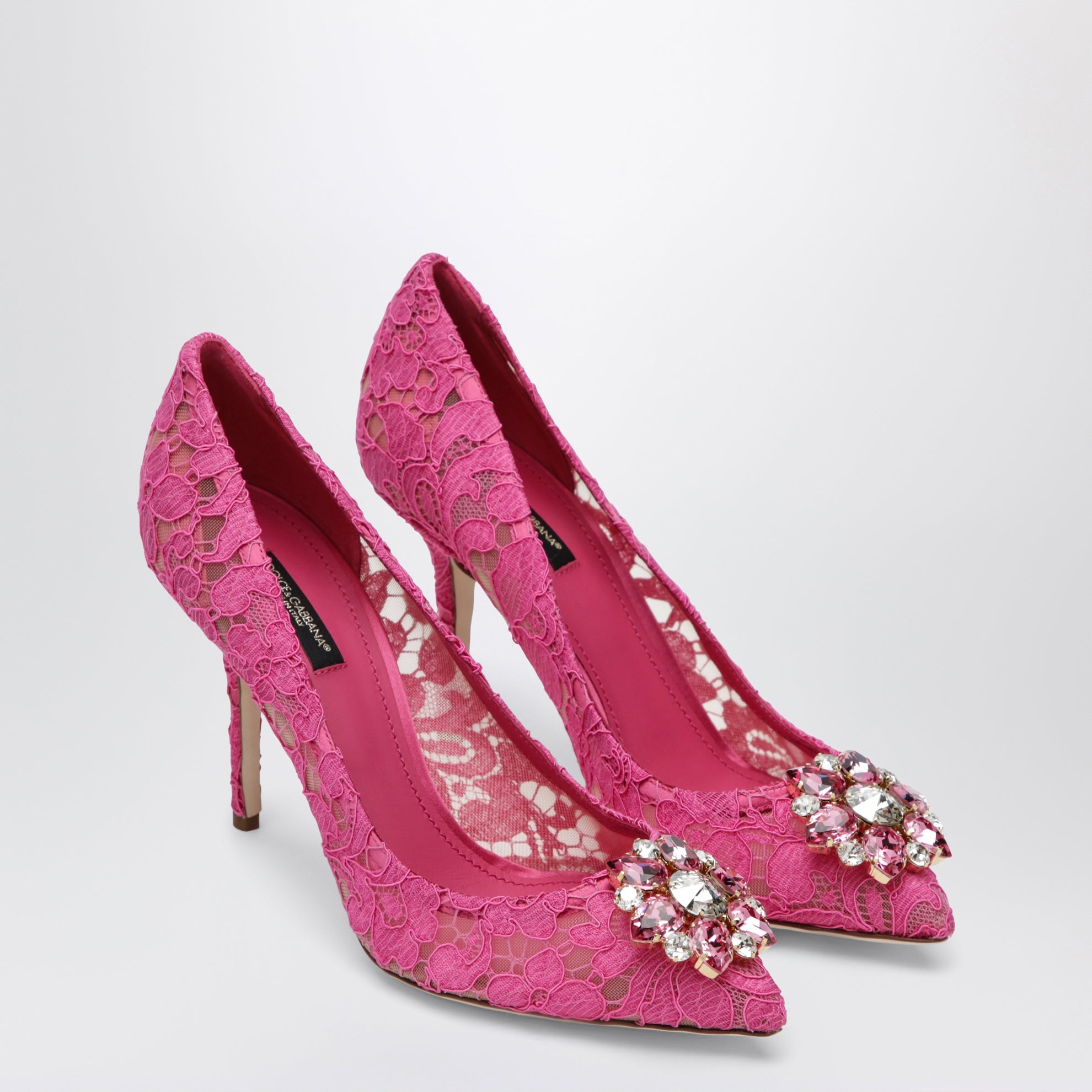 Escarpins Bellucci à cristaux en dentelle Taormina fuchsia