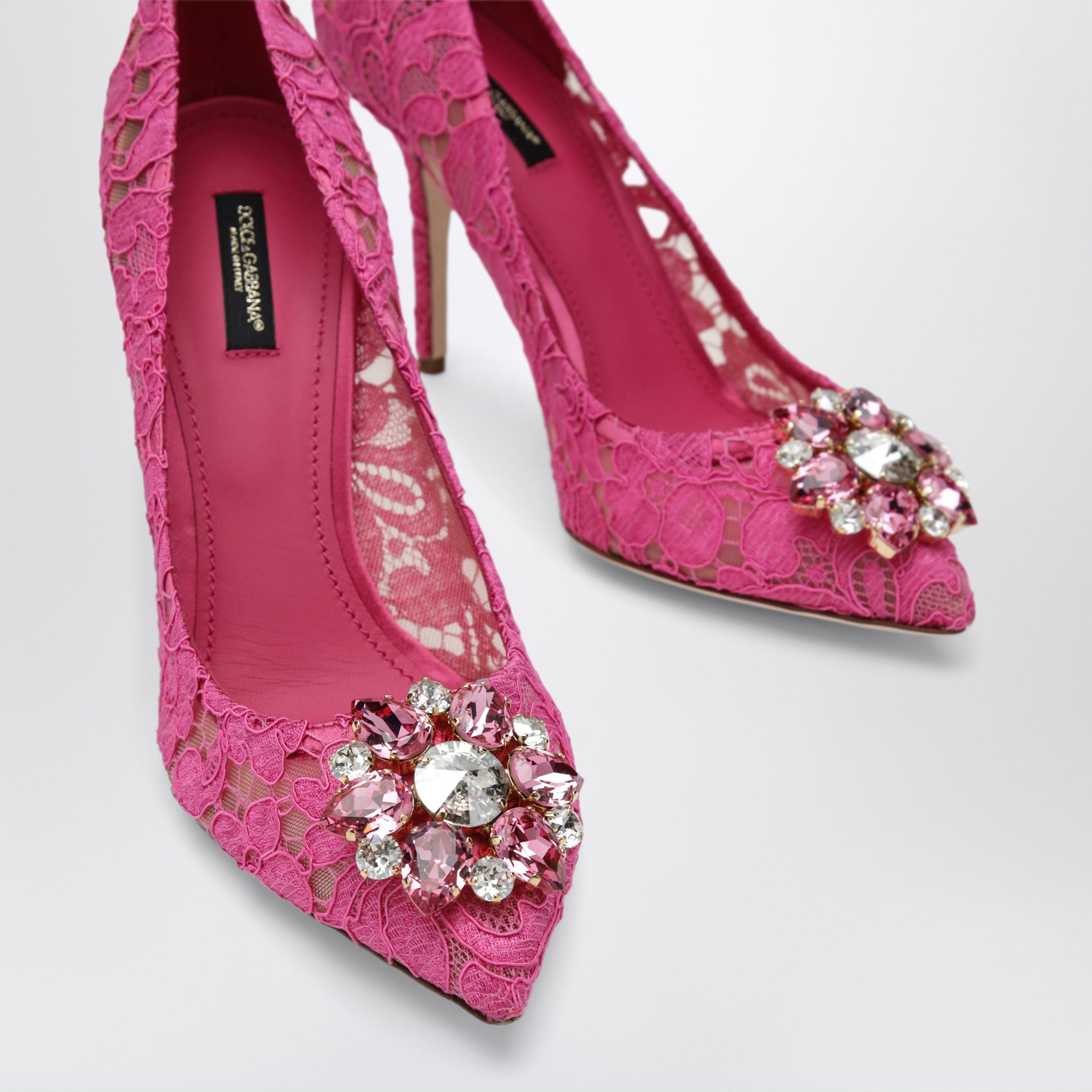 Escarpins Bellucci à cristaux en dentelle Taormina fuchsia