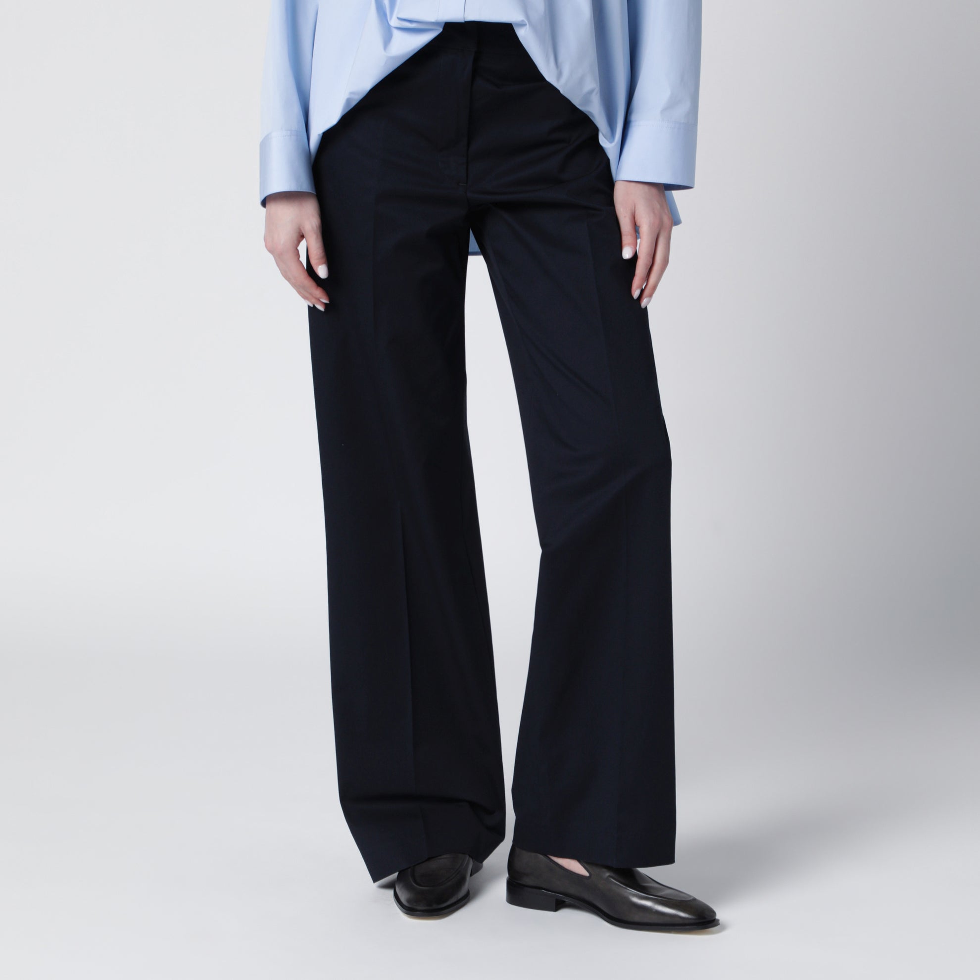 Francoise blue cotton blend trousers