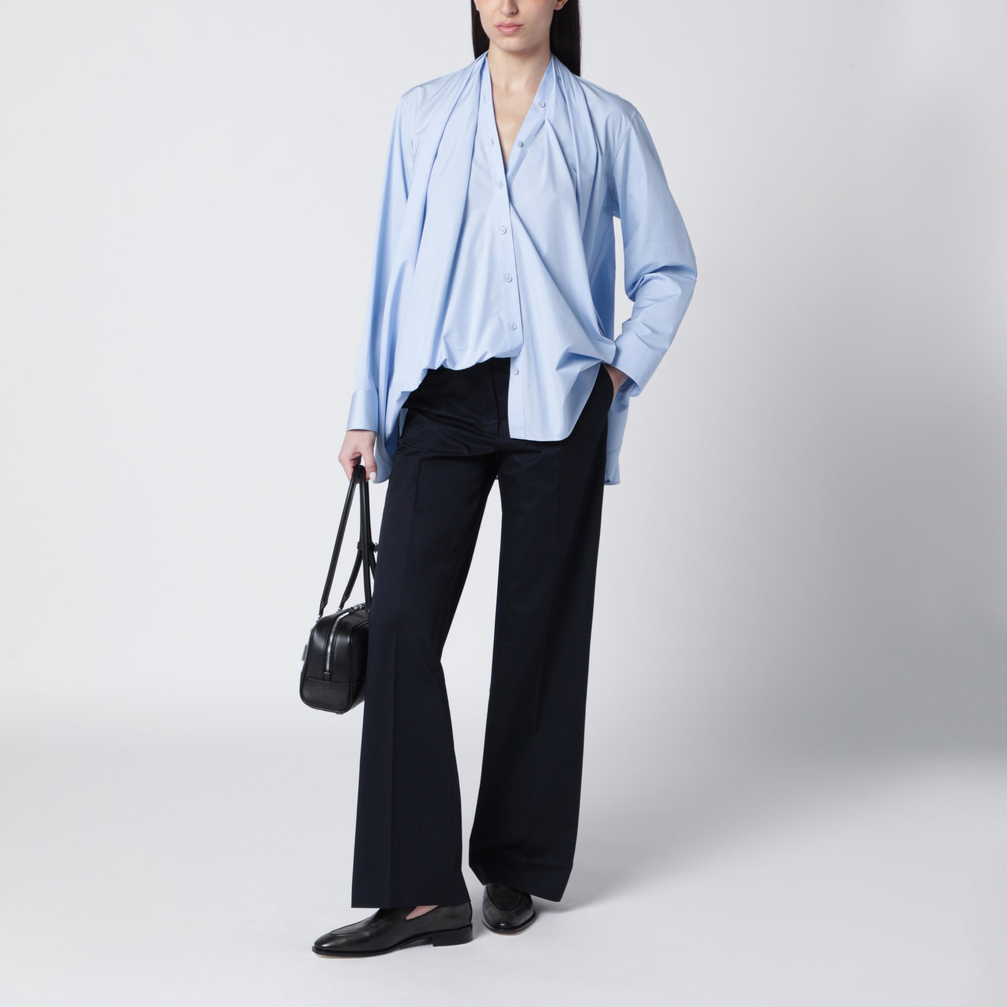 Francoise blue cotton blend trousers