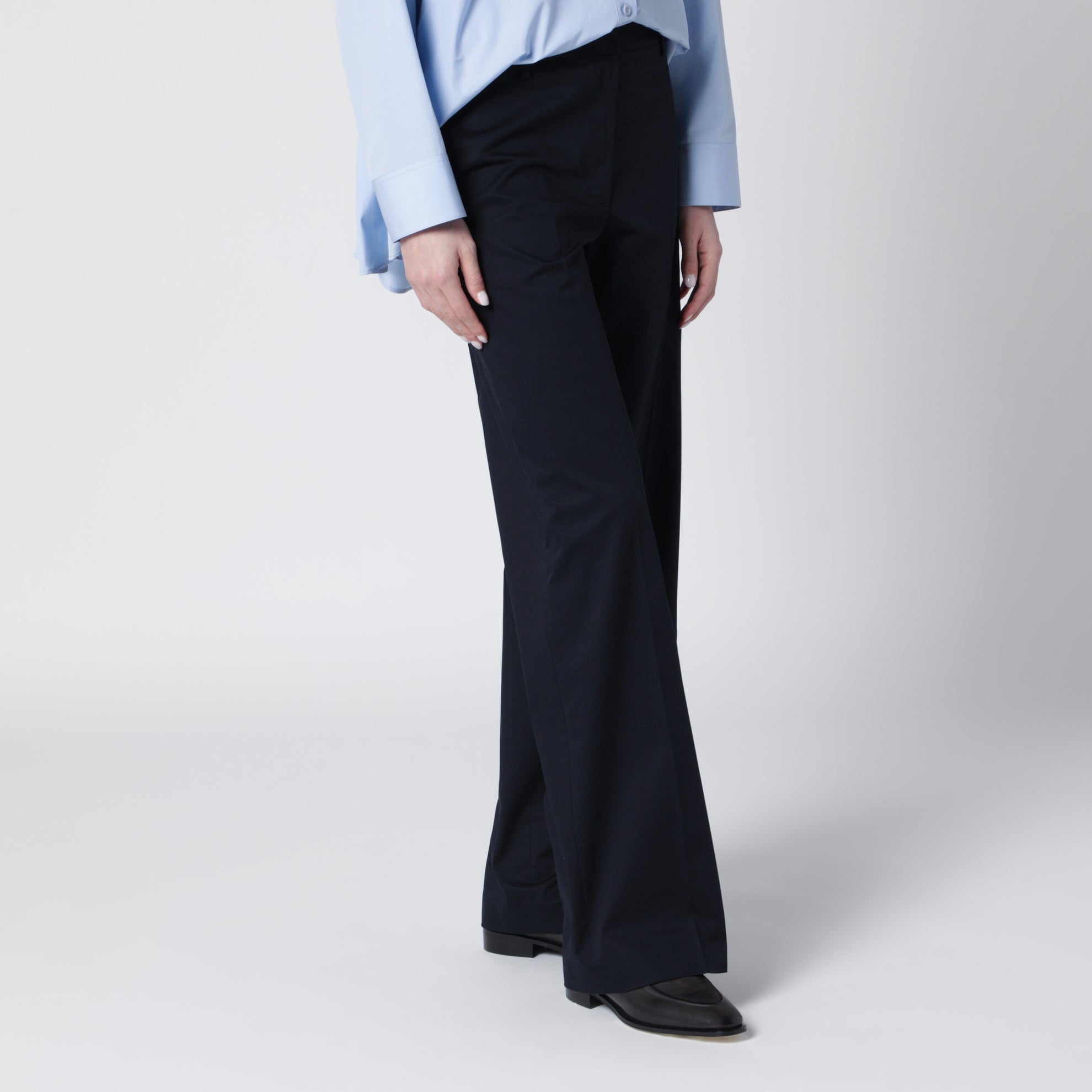 Francoise blue cotton blend trousers