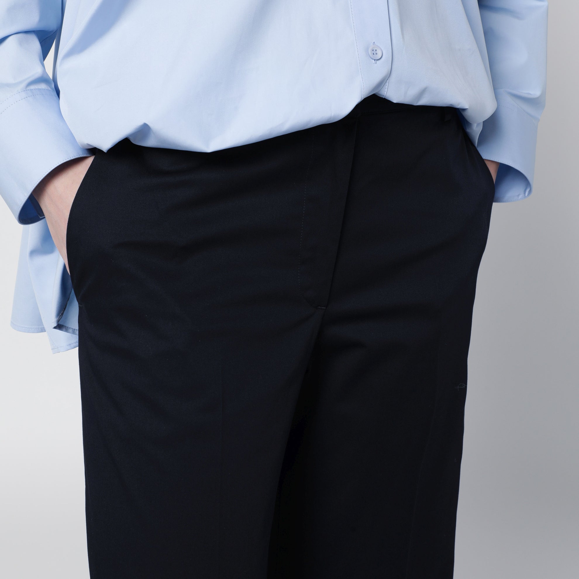 Francoise blue cotton blend trousers