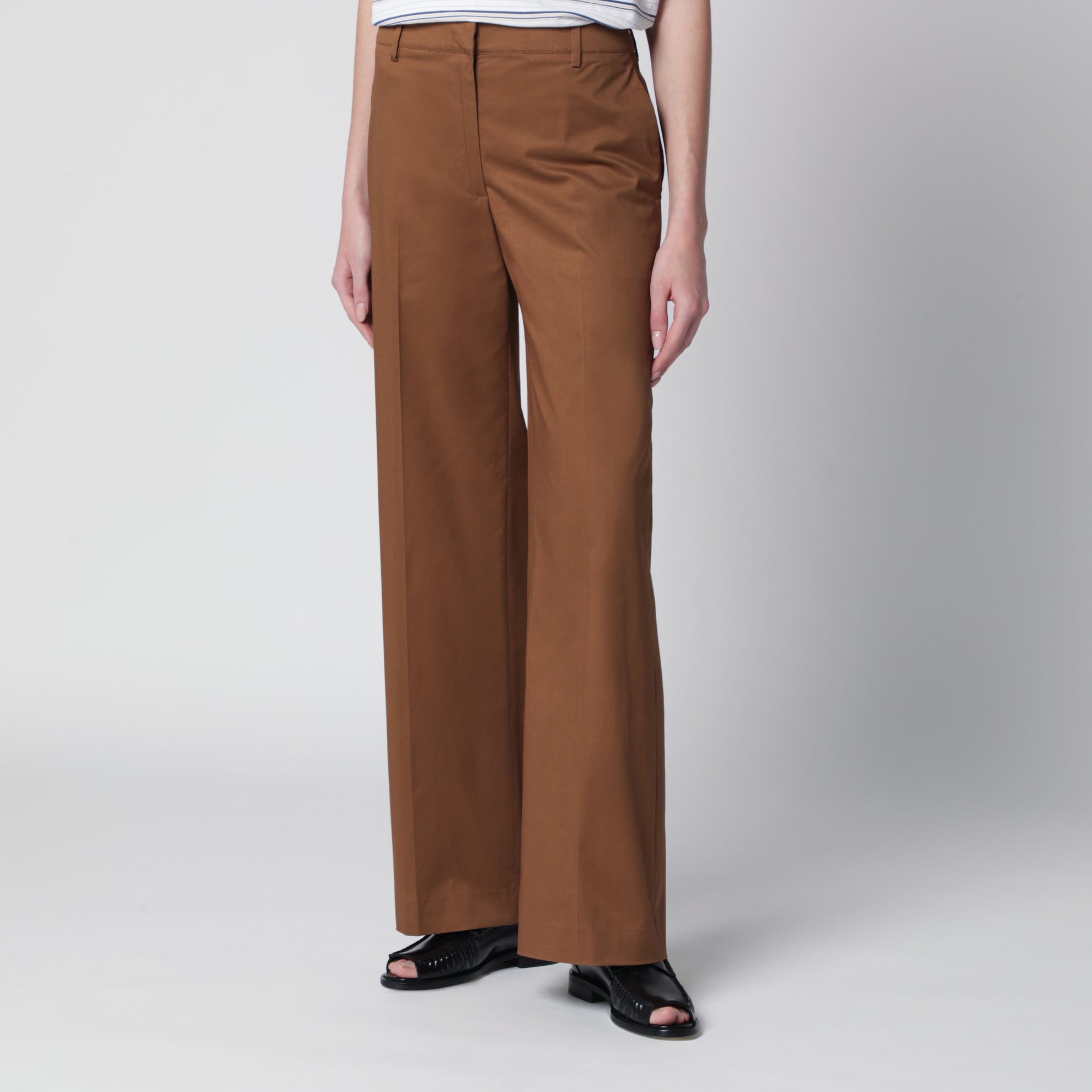 Pantalon Francoise beige en mélange de coton
