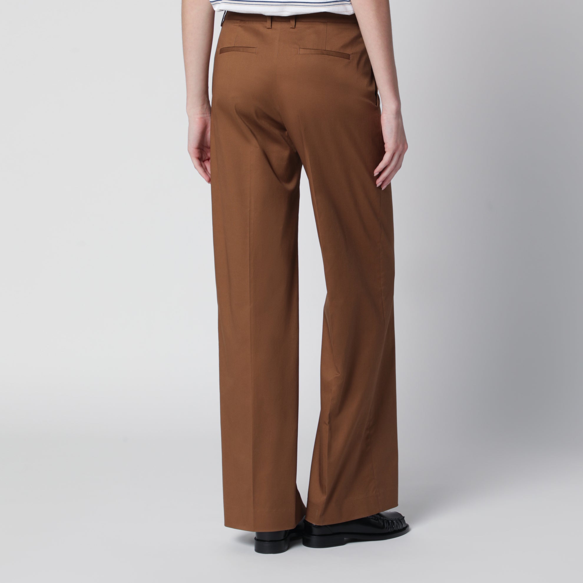 Pantalon Francoise beige en mélange de coton