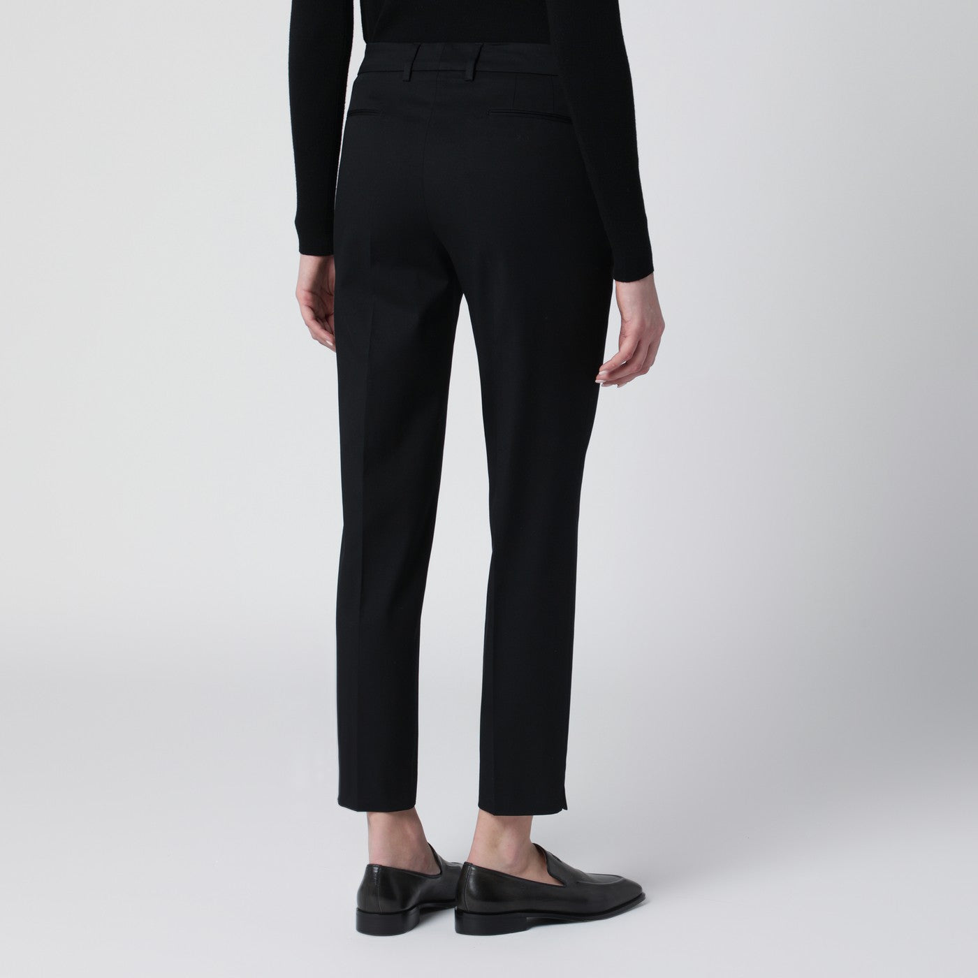 Black slim-fit cotton-blend trousers