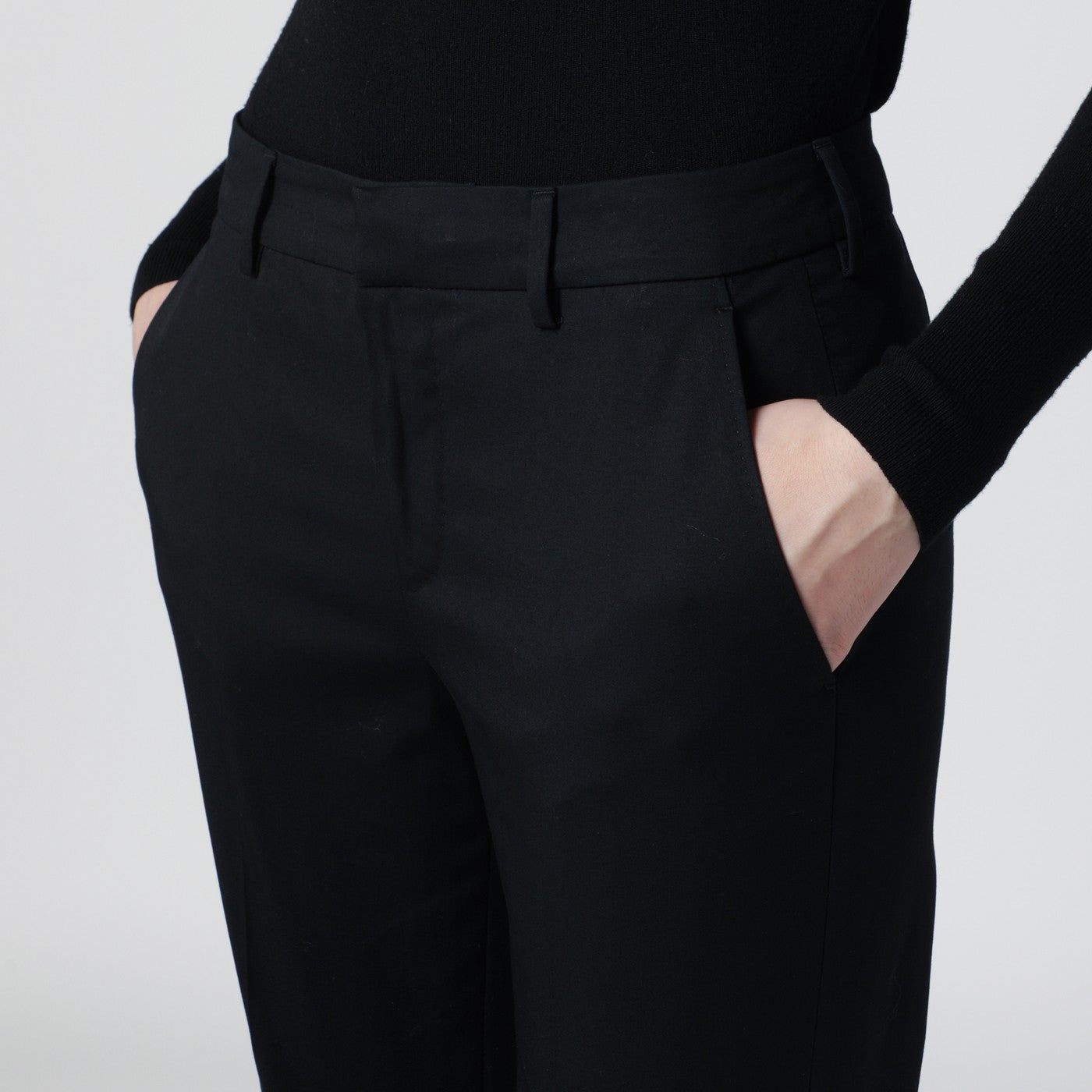 Black slim-fit cotton-blend trousers